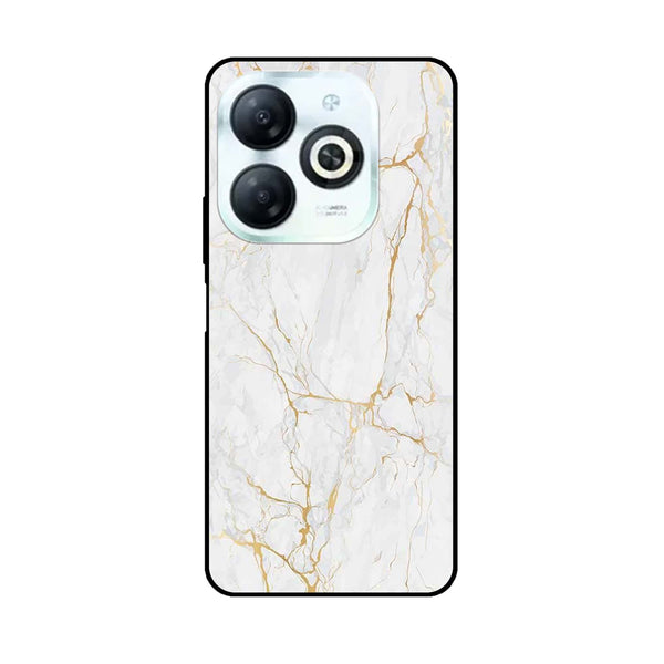 Tecno Spark Go 2024 / Smart 8 / hot 40i   - White Marble Design 8  - Premium Printed Glass soft Bumper shock Proof Case  CS-25379