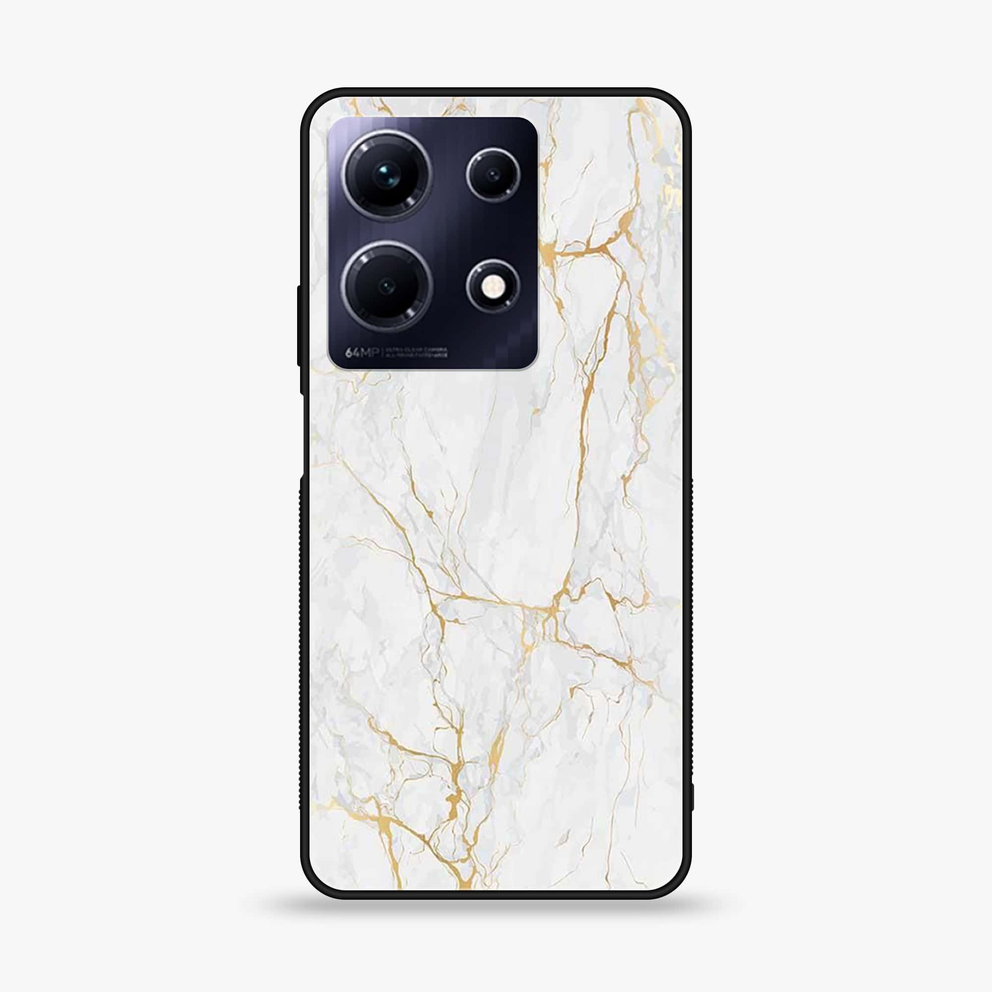 Infinix Note 30 Pro - White Marble Series - Premium Printed Glass soft Bumper shock Proof Case