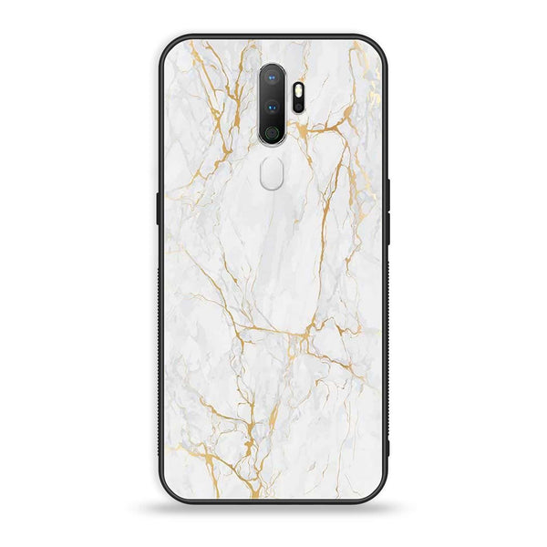 Oppo A5 2020  White Marble  Design 8 Premium Printed Glass soft Bumper shock Proof Case CS-30398