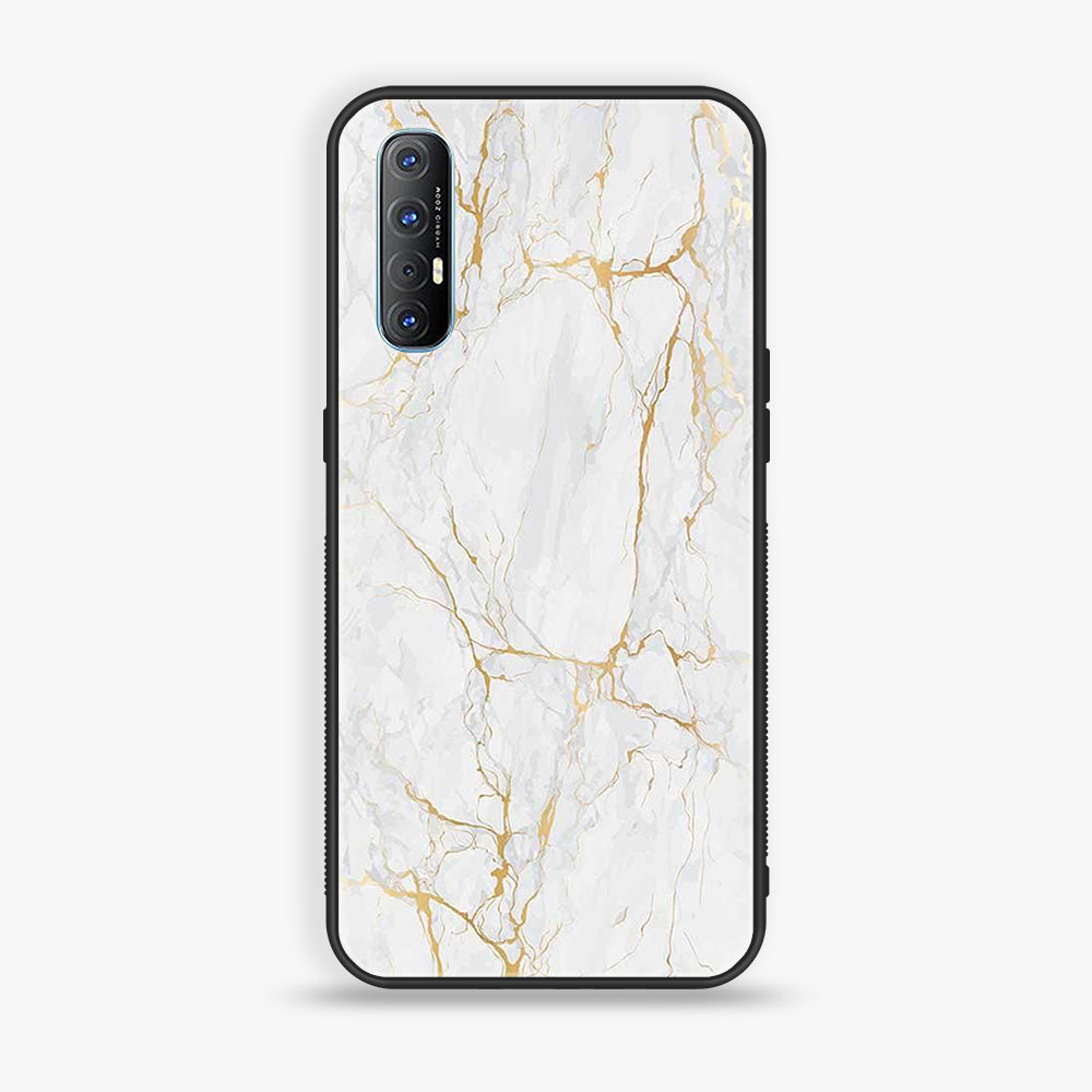 Oppo Find X2 Neo - White Marble Series - Premium Printed Glass soft Bumper shock Proof Case