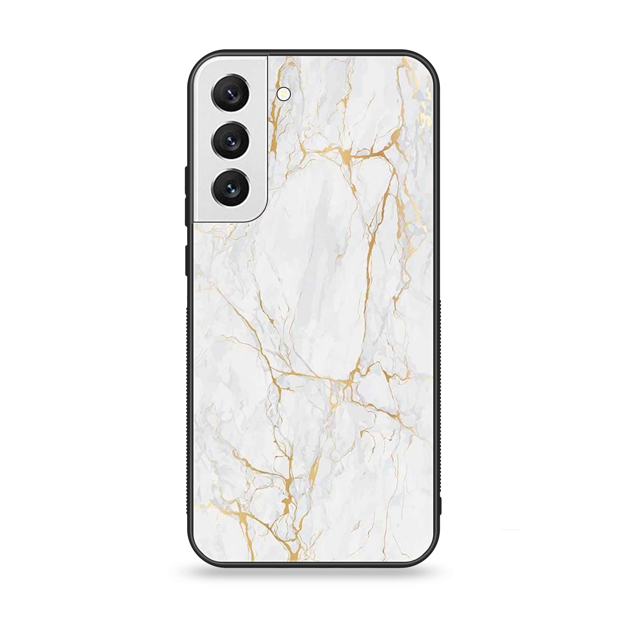 Samsung Galaxy S21 FE - White  Marble Series - Premium Printed Glass soft Bumper shock Proof Case