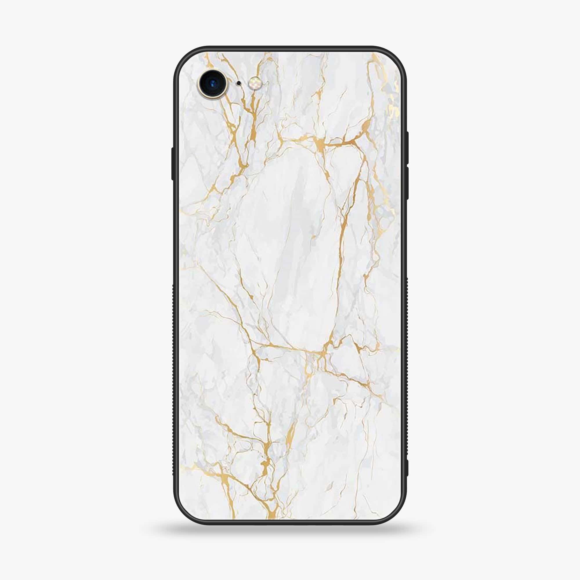iPhone SE 2020- White Marble Series - Premium Printed Glass soft Bumper shock Proof Case