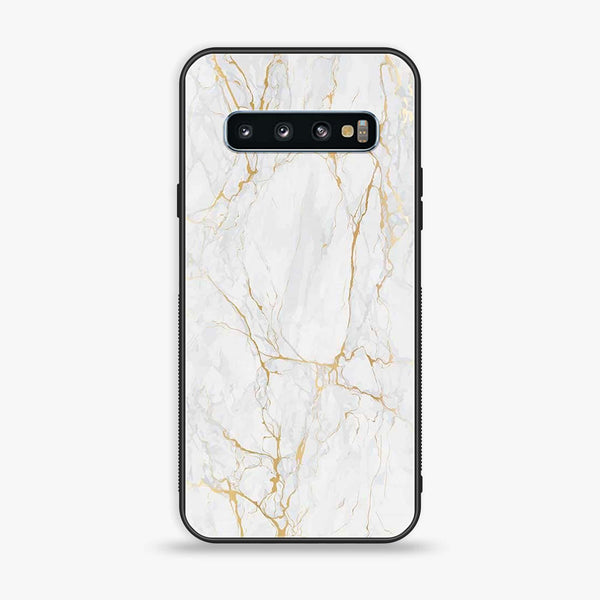 Samsung Galaxy S10 - White Marble Design 8- Premium Printed Glass soft Bumper shock Proof Case CS-49279