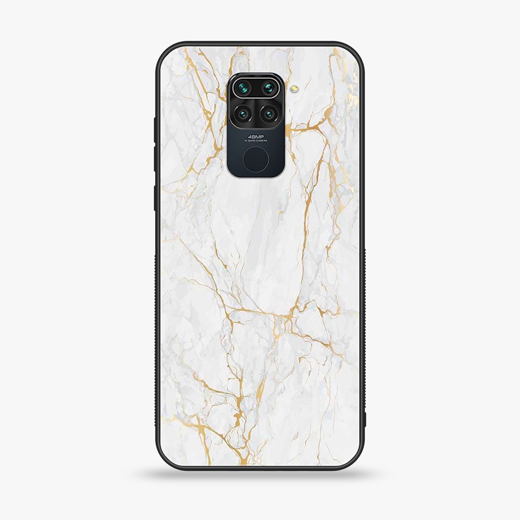 Xiaomi Redmi Note 9 White Marble Series Premium Printed Glass soft Bumper shock Proof Case