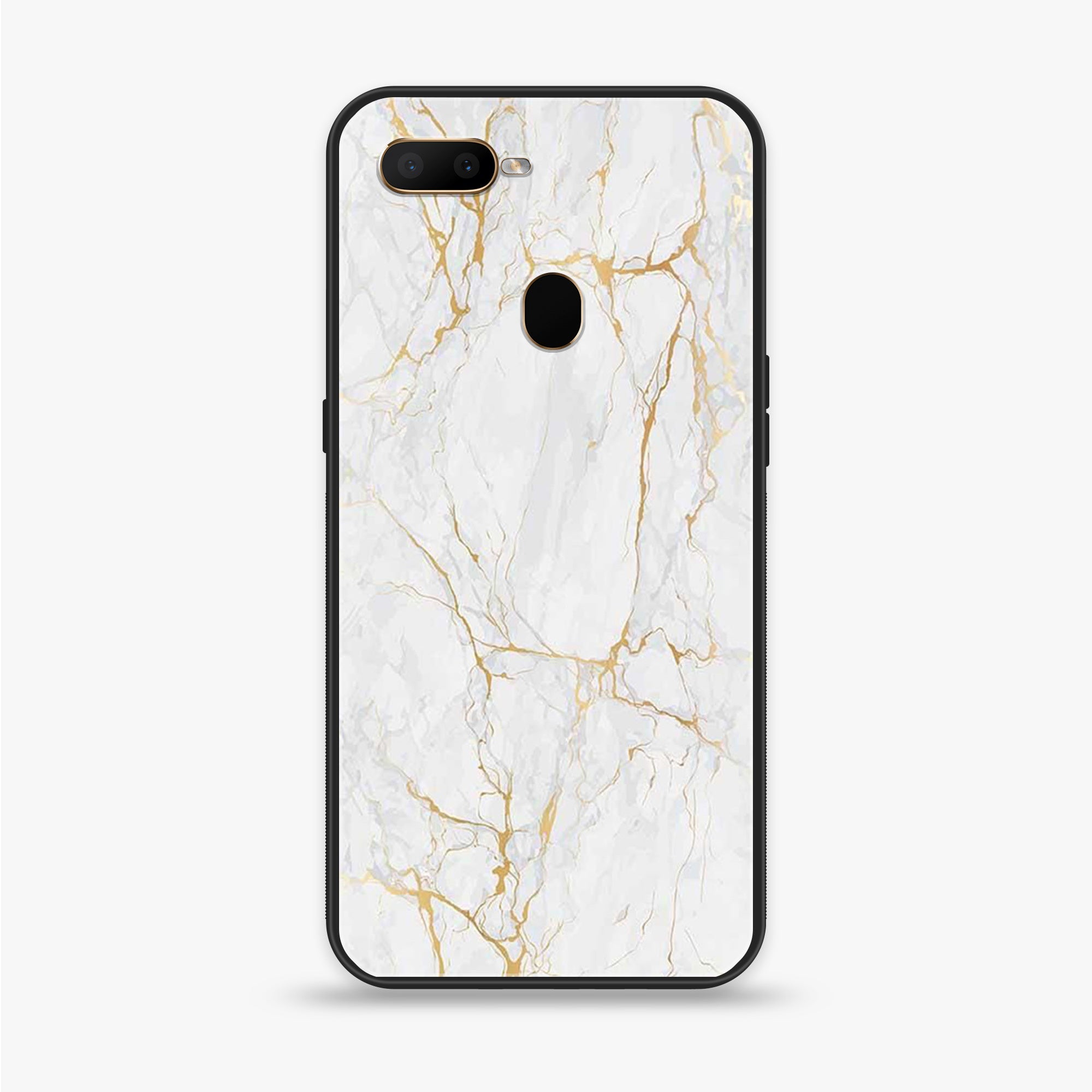 Oppo A12  - White Marble Series - Premium Printed soft Bumper shock Proof Case