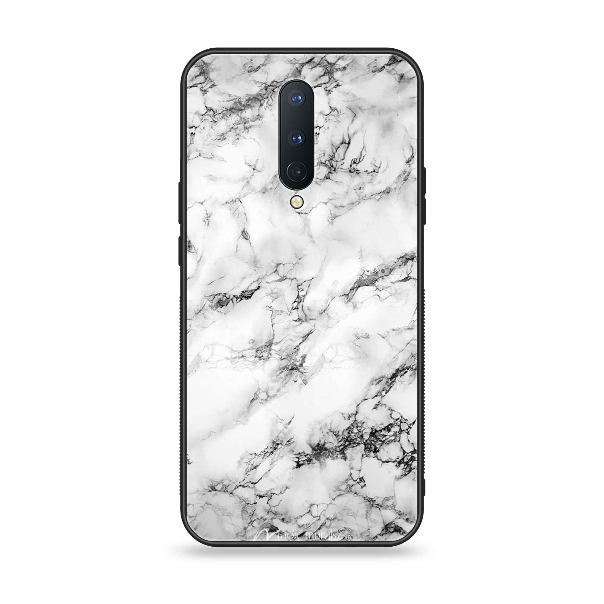 OnePlus 8 - White Marble Series - Premium Printed Glass soft Bumper shock Proof Case