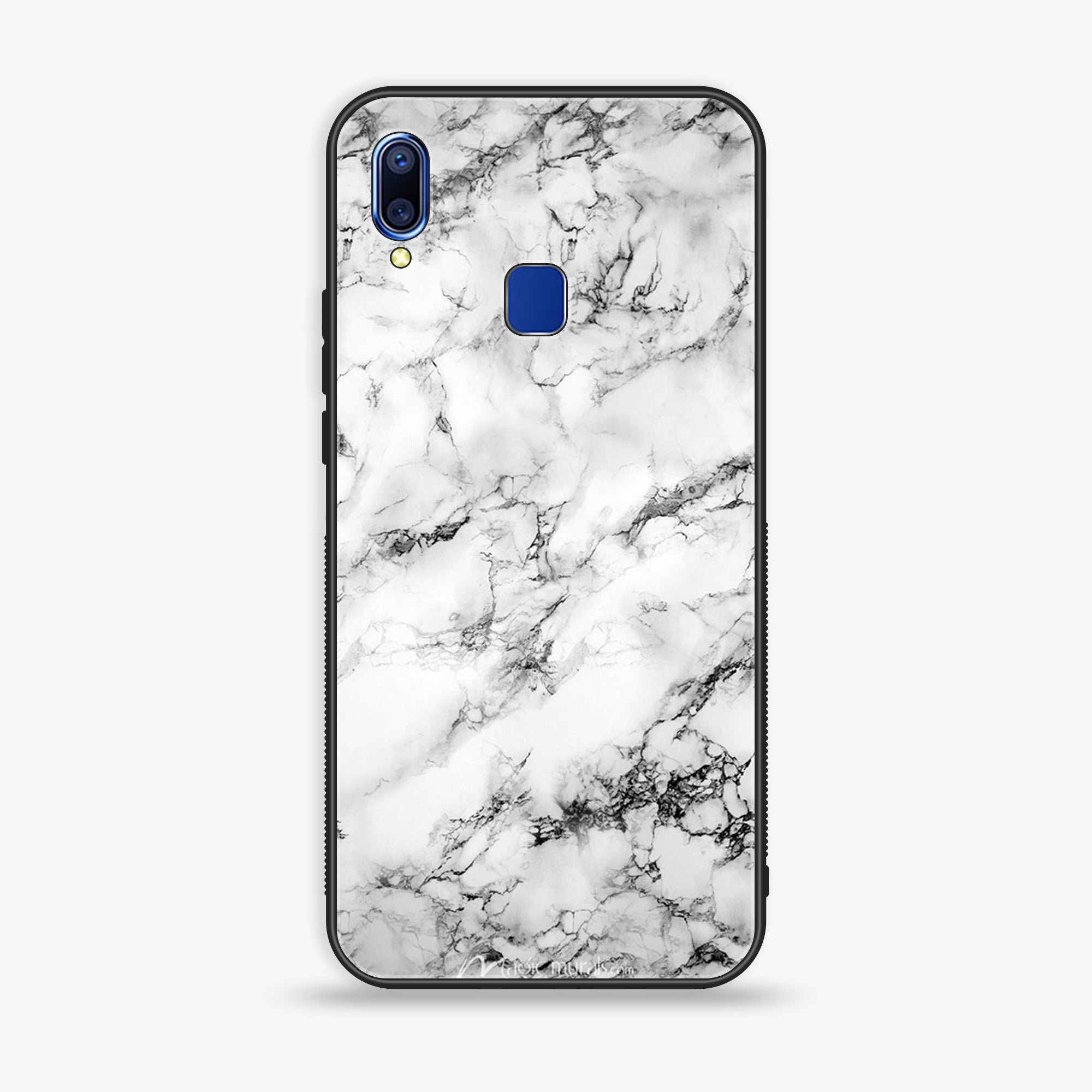 VIVO Y91 - White Marble Series - Premium Printed Glass soft Bumper shock Proof Case