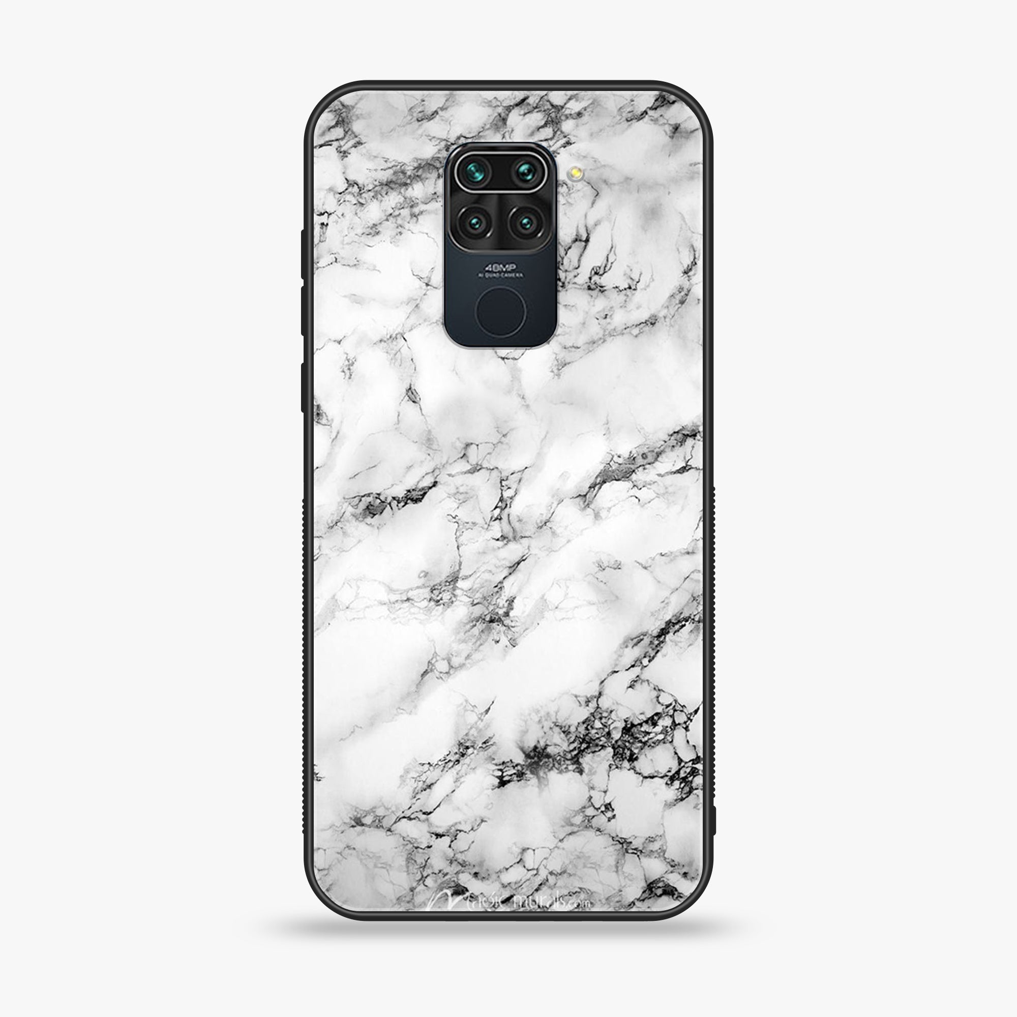 Xiaomi Redmi Note 9 White Marble Series Premium Printed Glass soft Bumper shock Proof Case