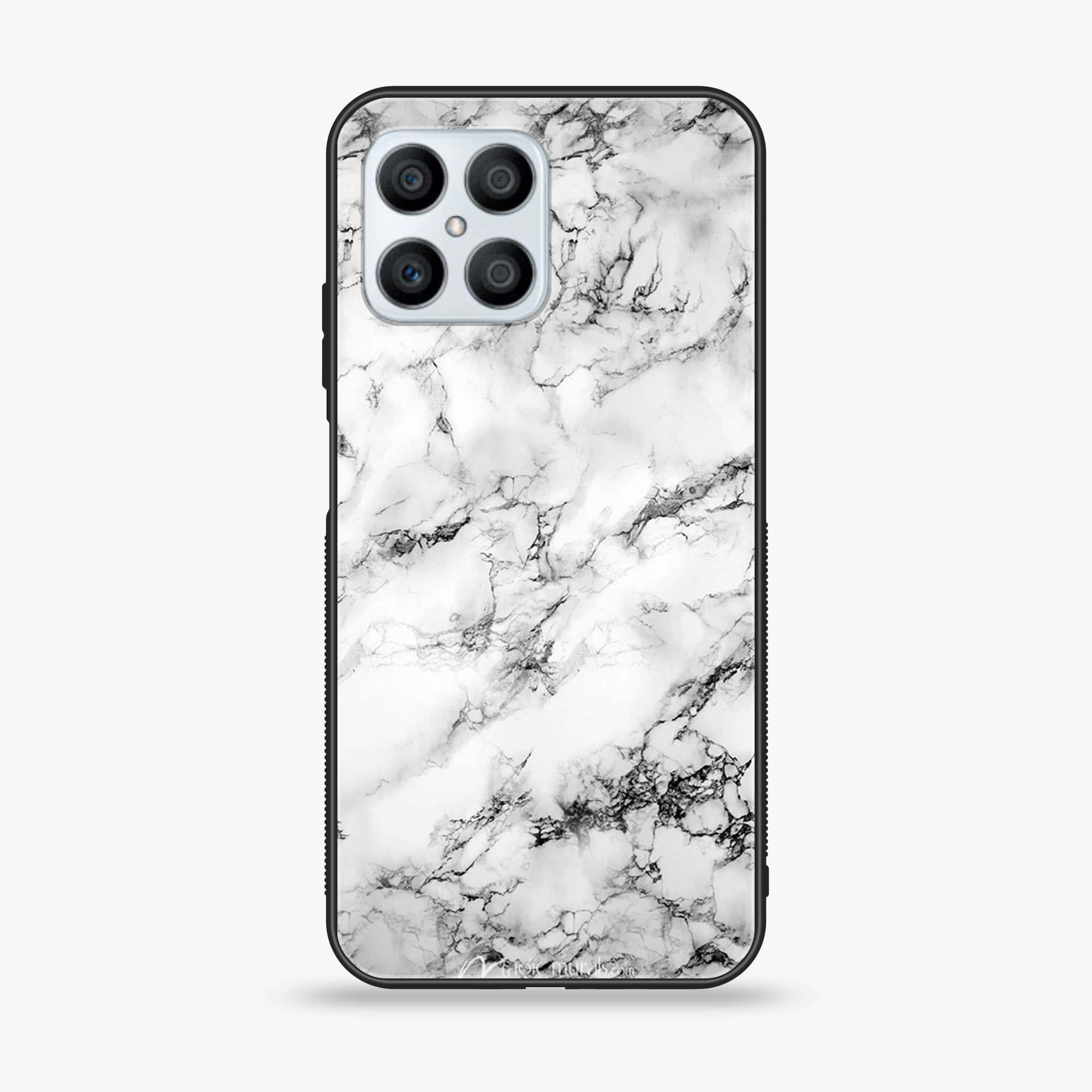 Huawei Honor X8 4G - White Marble Series - Premium Printed Glass soft Bumper shock Proof Case