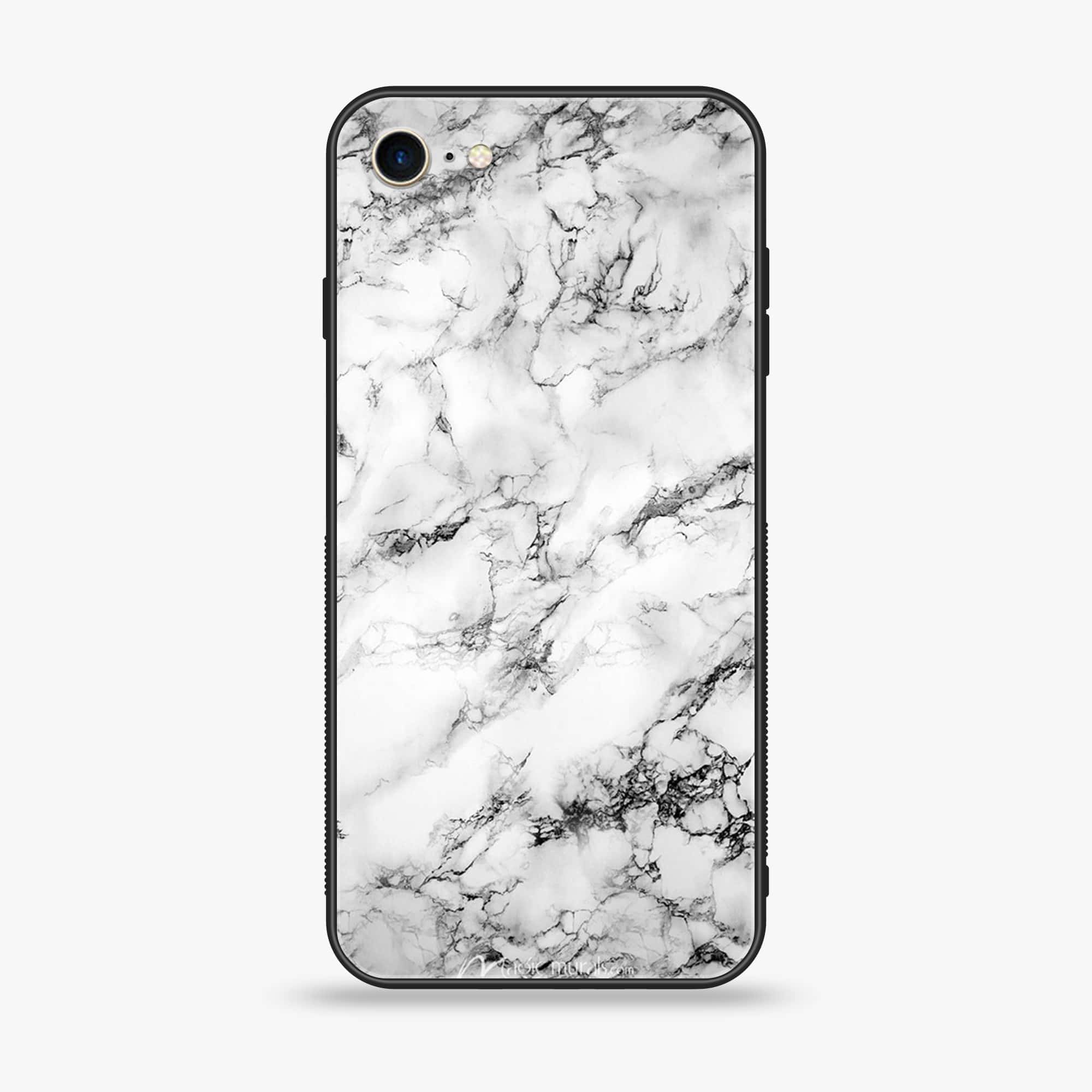 iPhone SE 2020- White Marble Series - Premium Printed Glass soft Bumper shock Proof Case
