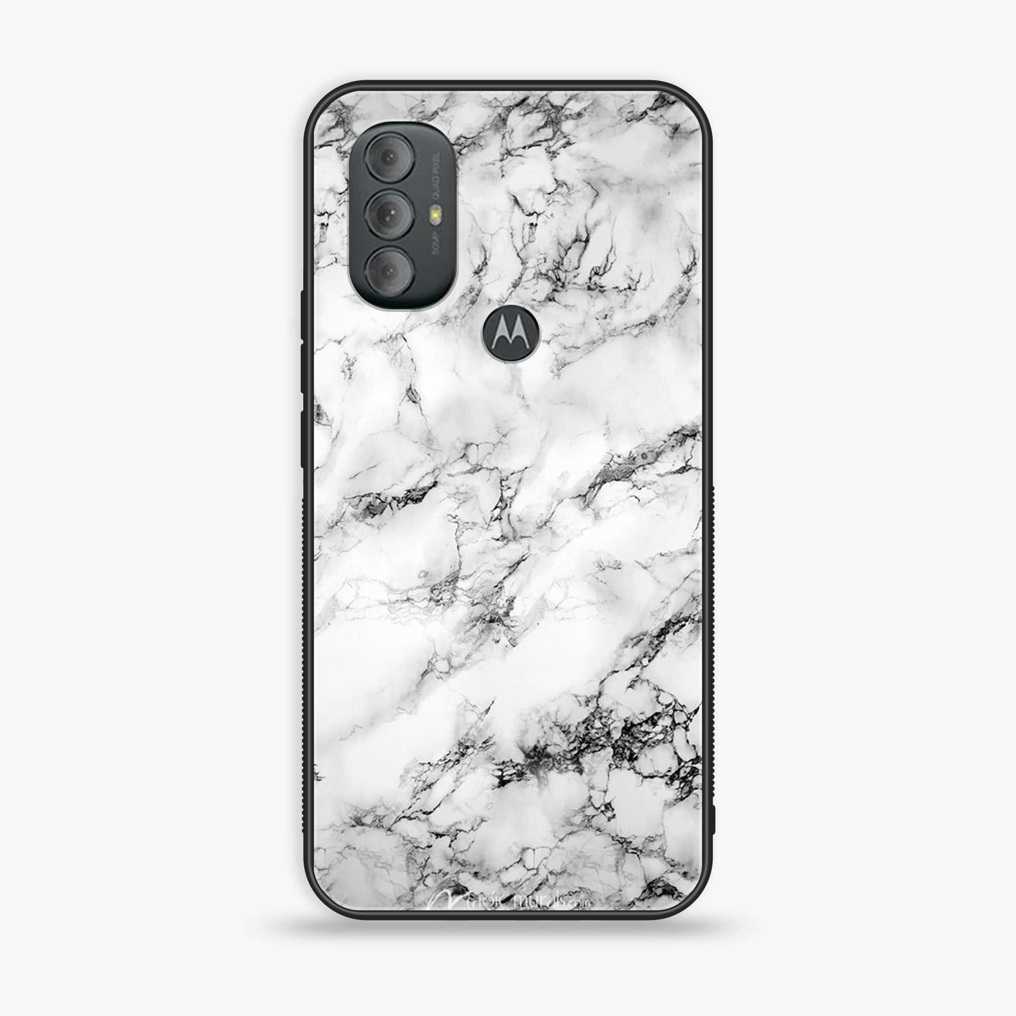 Motorola Moto G Power - White Marble Series - Premium Printed Glass soft Bumper shock Proof Case