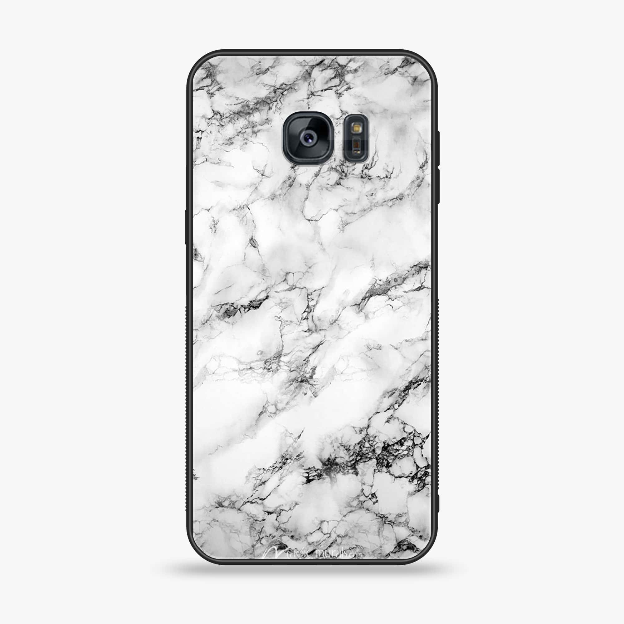 Samsung Galaxy S7 - White Marble Series - Premium Printed Glass soft Bumper shock Proof Case