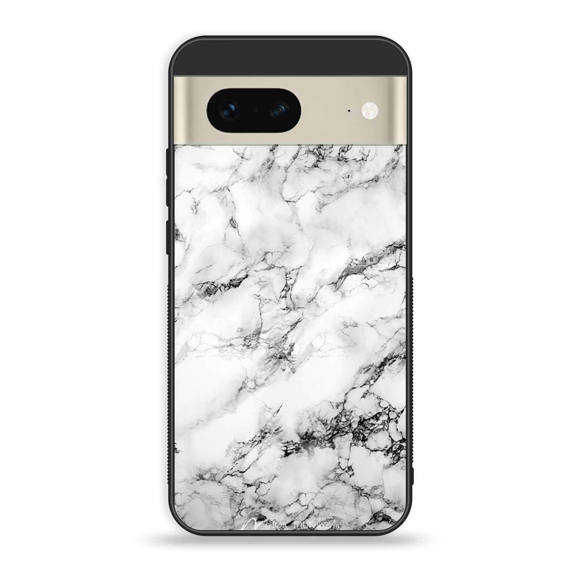 Google Pixel 7a  - White Marble Series - Premium Printed soft Bumper Shock Proof Case