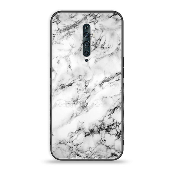 OPPO Reno 2f - White Marble Series Design 7  - Premium Printed Glass soft Bumper shock Proof Case CS-20458