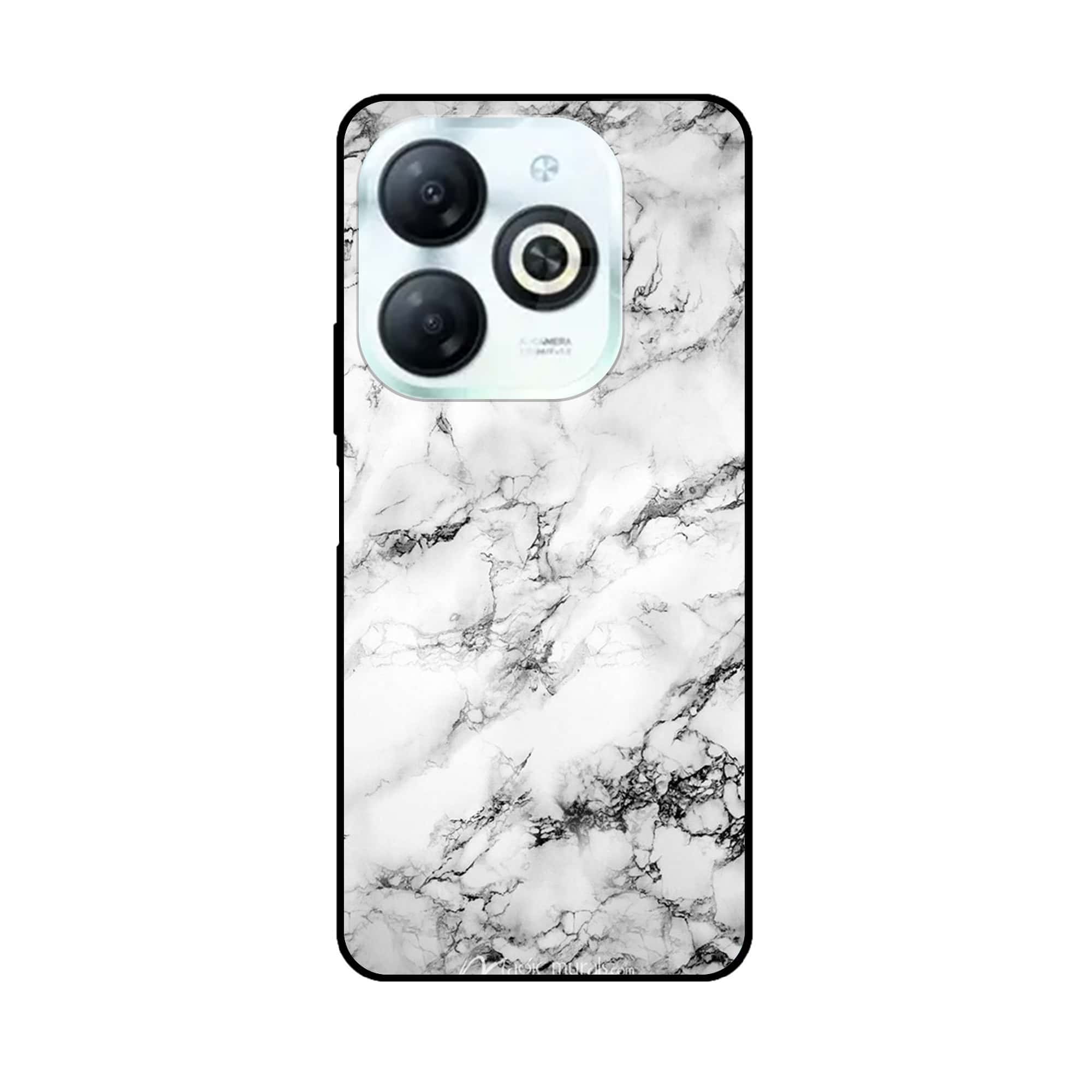 Tecno Spark 20 - White Marble Series - Premium Printed Glass soft Bumper shock Proof Case