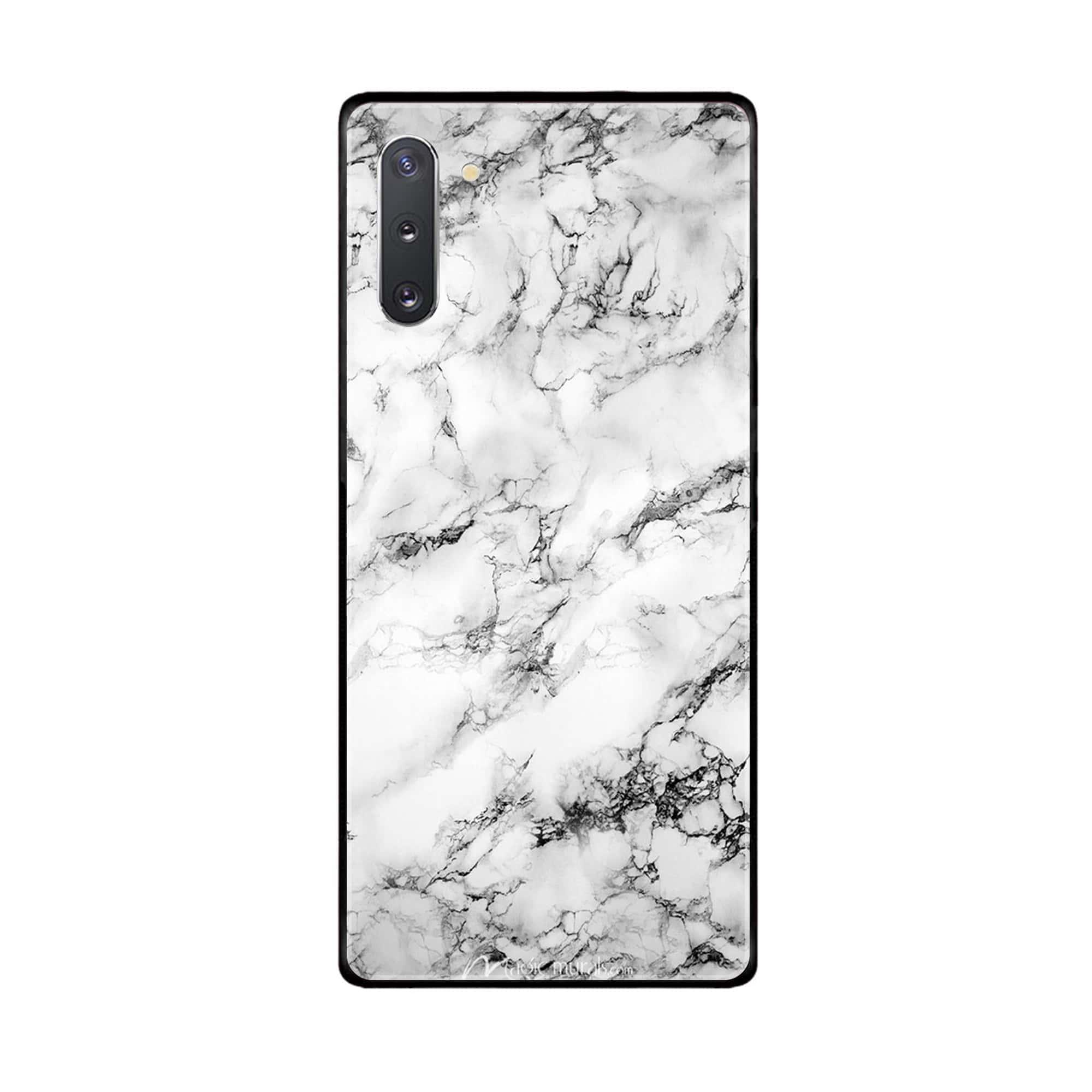 Samsung Galaxy Note 10  White Marble Series Premium Printed Glass soft Bumper shock Proof Case
