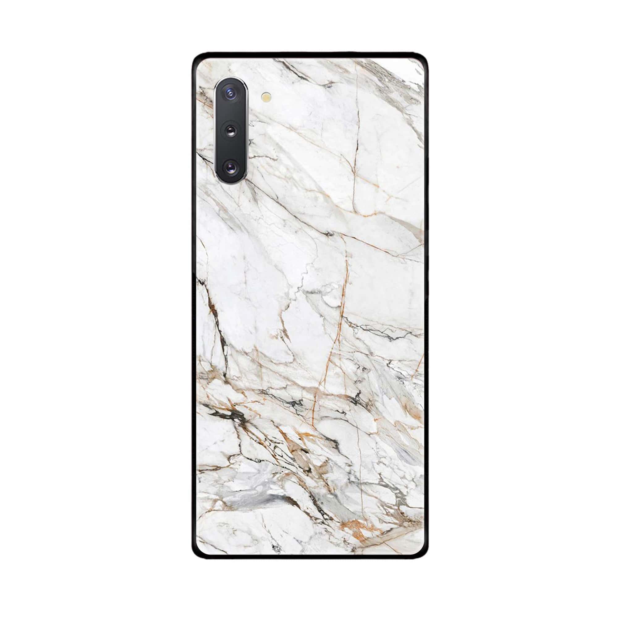 Samsung Galaxy Note 10  White Marble Series Premium Printed Glass soft Bumper shock Proof Case