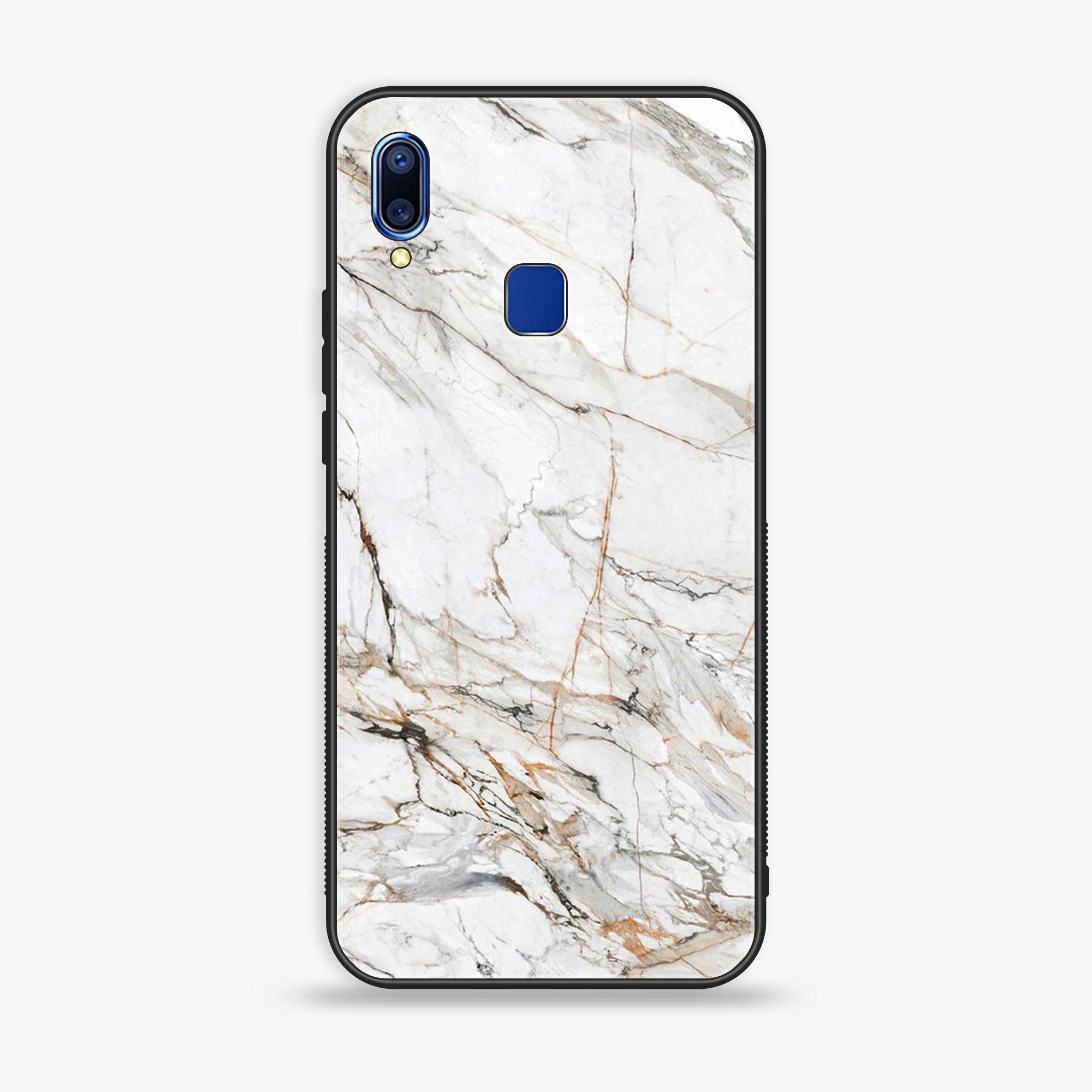 VIVO Y91 - White Marble Series - Premium Printed Glass soft Bumper shock Proof Case