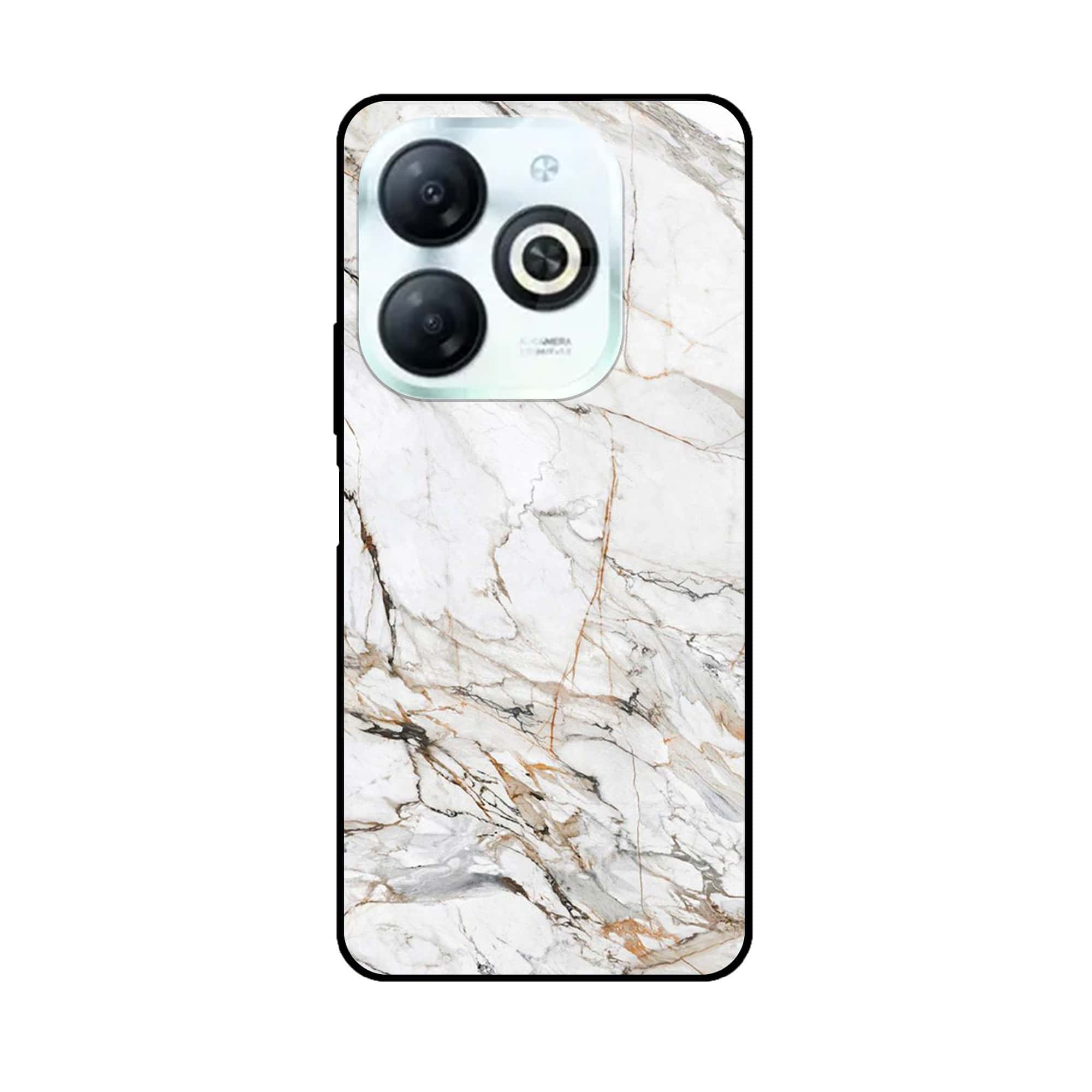 Tecno Spark 20 - White Marble Series - Premium Printed Glass soft Bumper shock Proof Case