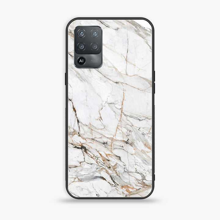 Oppo F19 Pro/ A94 4g/ Reno 5 Lite  - White Marble Design 6 - Premium Printed Glass soft Bumper shock Proof Case CS-10348