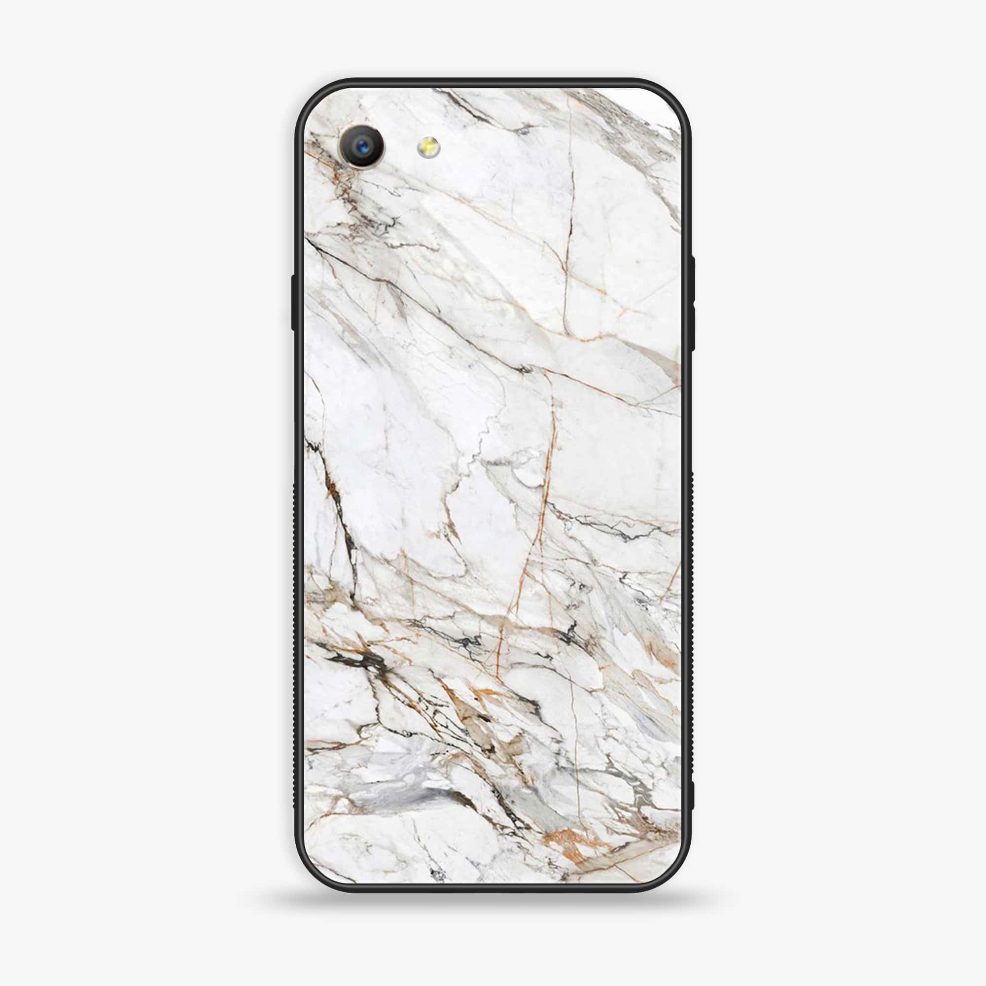 Oppo A57 White Marble series Premium Printed Glass soft Bumper shock Proof Case