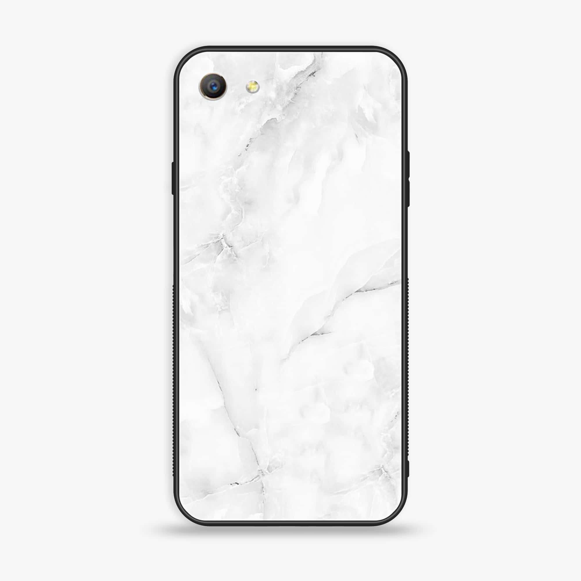 Oppo A57 White Marble series Premium Printed Glass soft Bumper shock Proof Case
