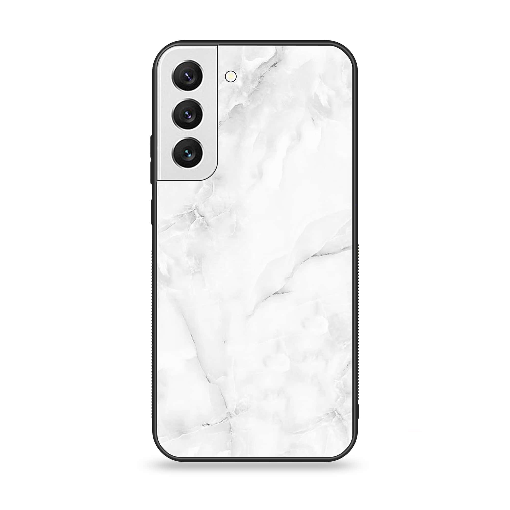 Samsung Galaxy S21 FE - White  Marble Series - Premium Printed Glass soft Bumper shock Proof Case