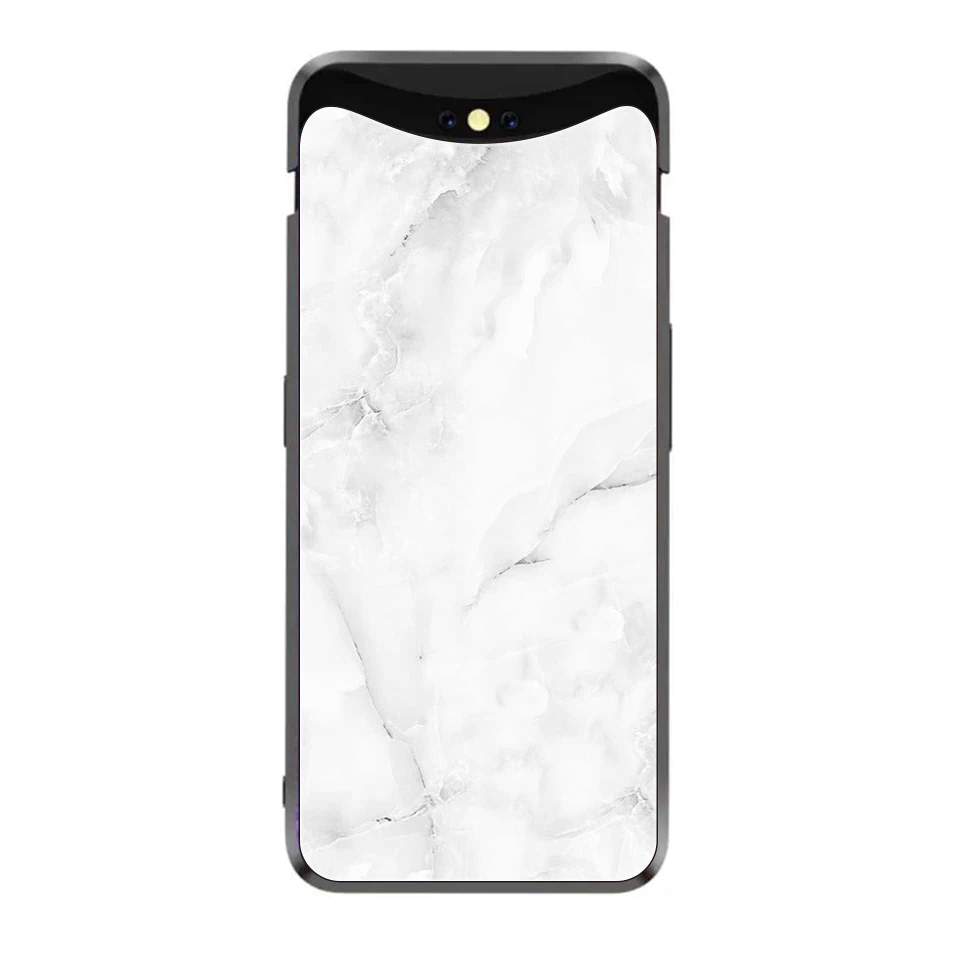 Oppo Find X - White Marble Series - Premium Printed Glass soft Bumper shock Proof Case