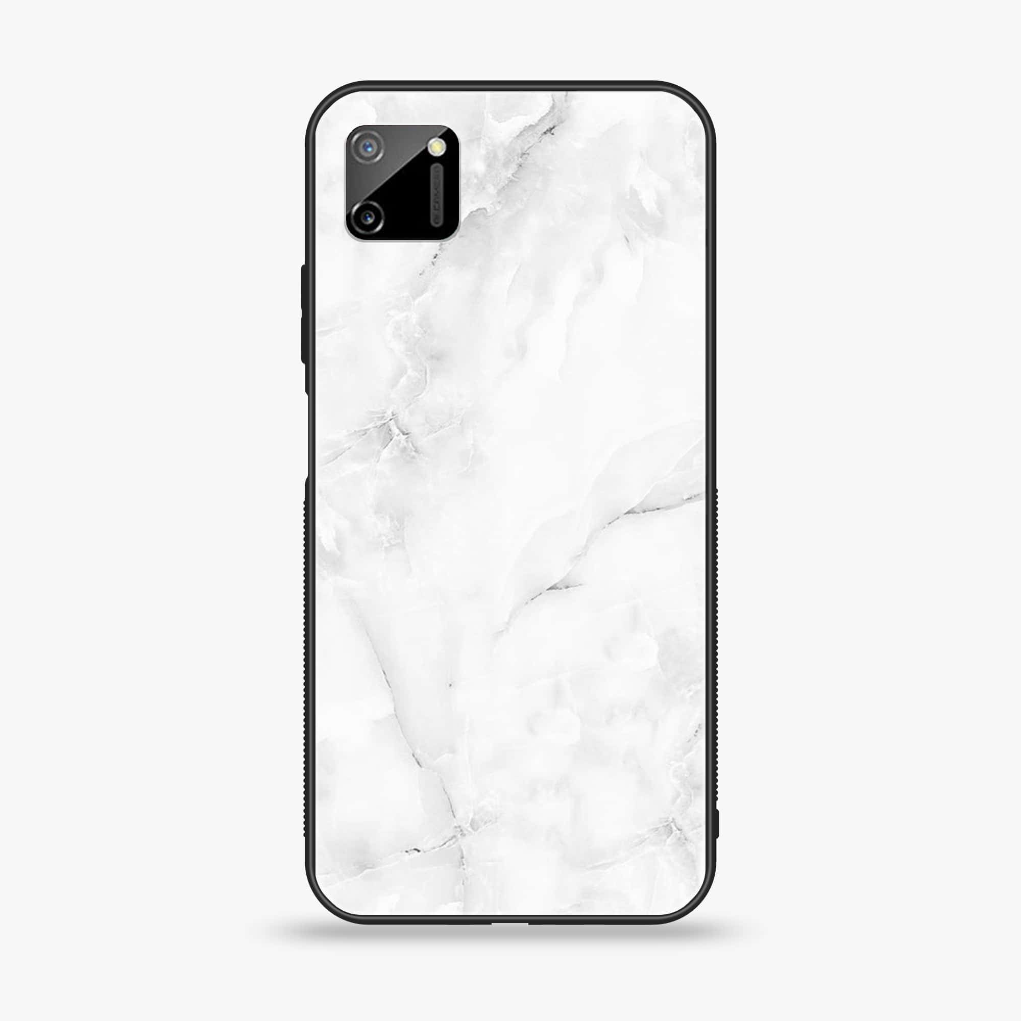 Realme C11 - White Marble - Premium Printed Glass soft Bumper shock Proof Case