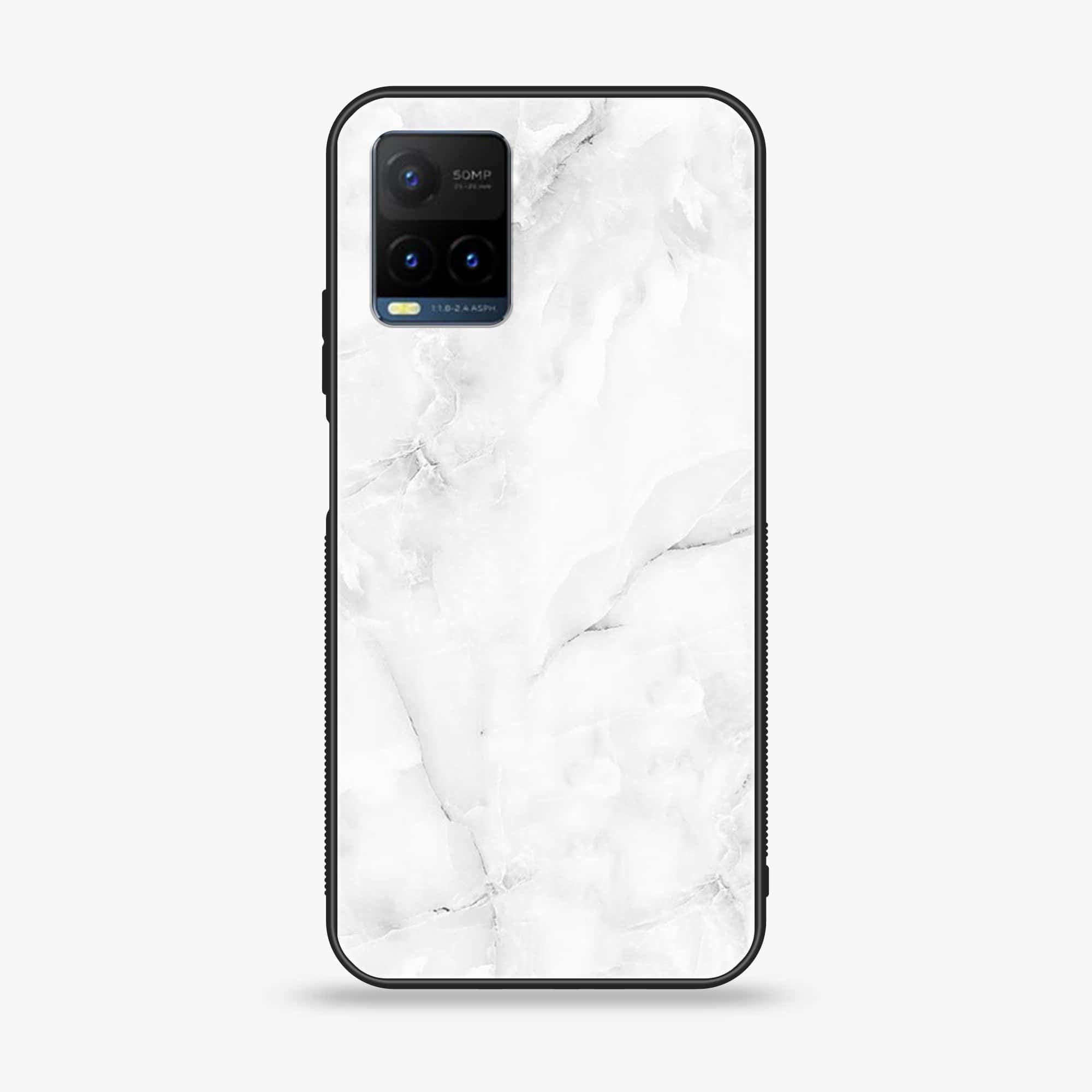 Vivo Y21t - White Marble Series - Premium Printed Glass soft Bumper shock Proof Case