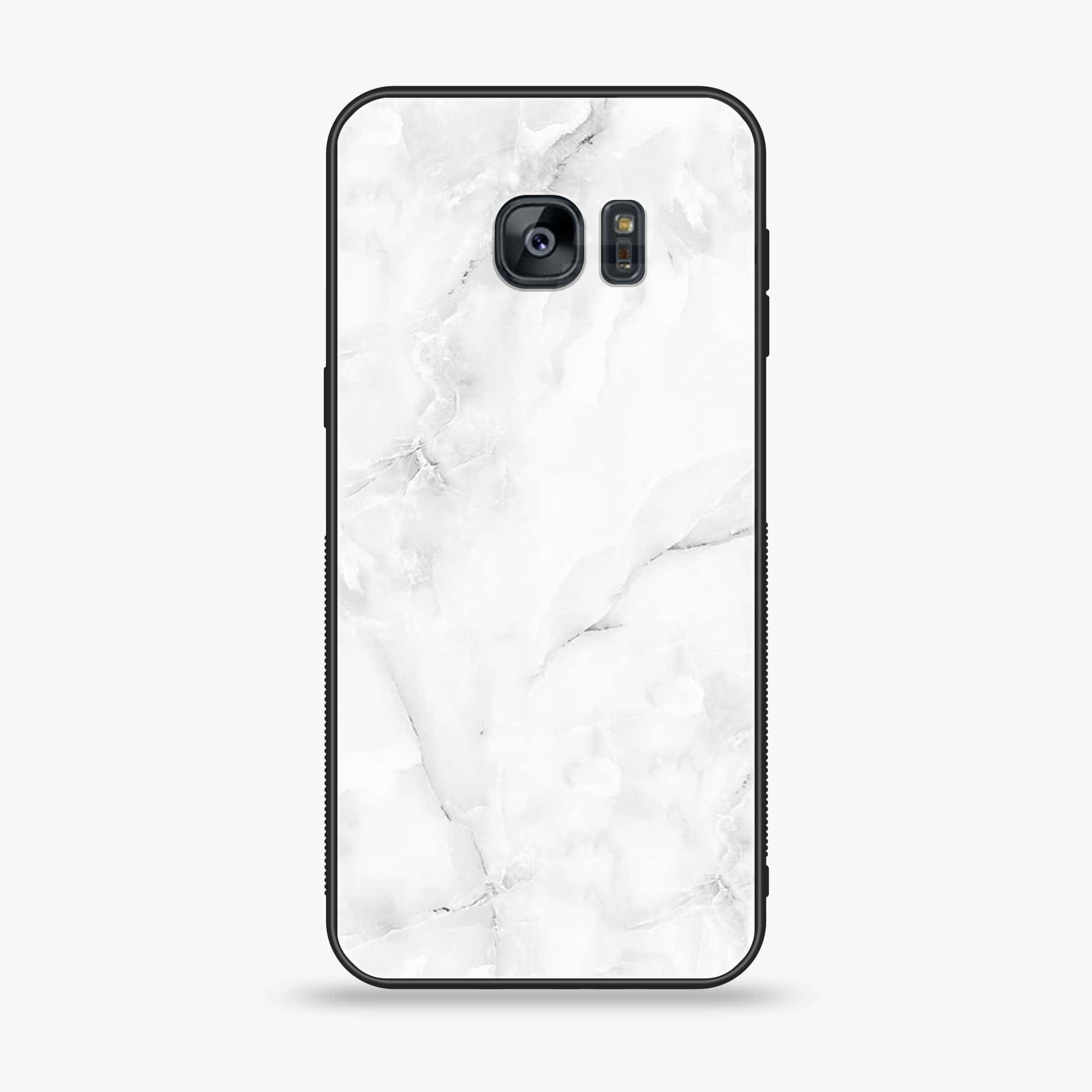 Samsung Galaxy S7 - White Marble Series - Premium Printed Glass soft Bumper shock Proof Case