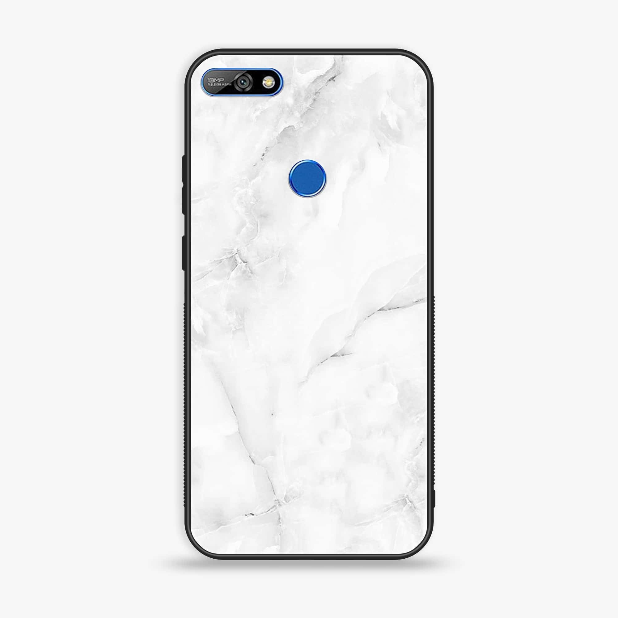 Huawei Y7 Prime (2018) - White Marble Series - Premium Printed Glass soft Bumper shock Proof Case