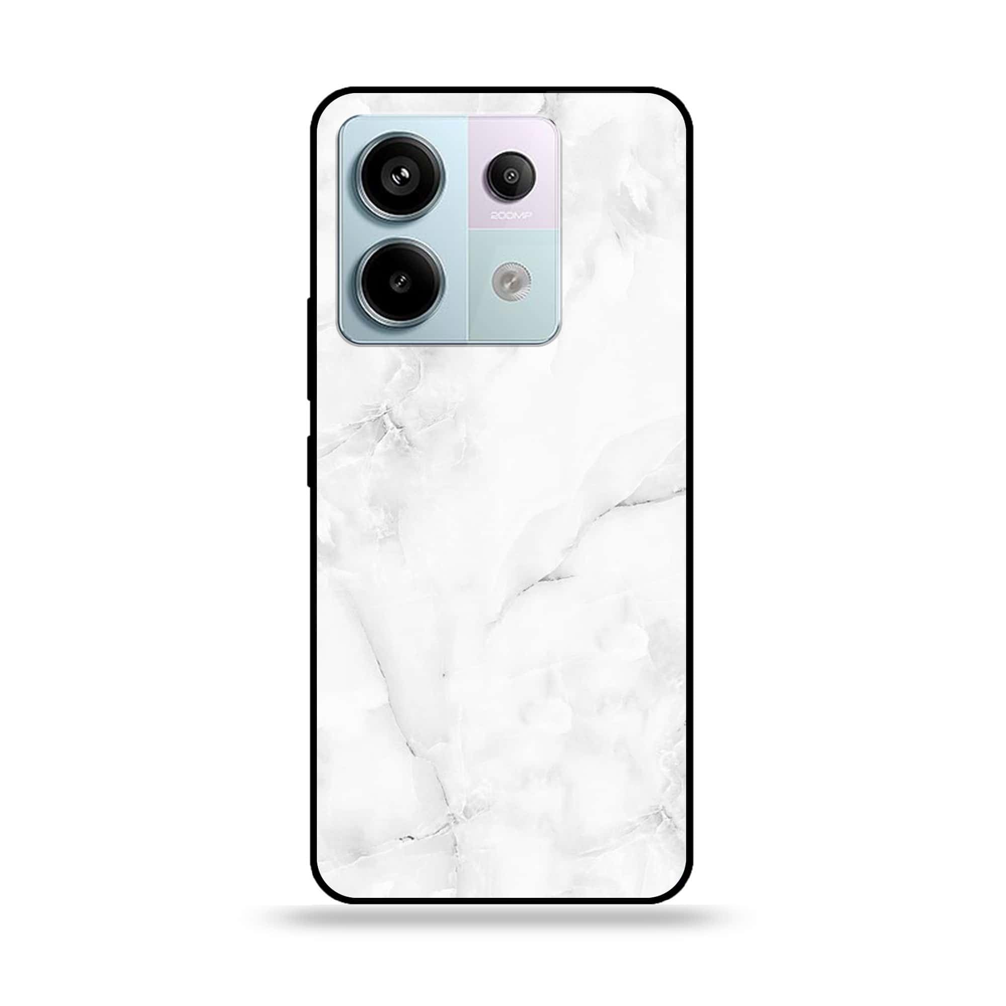 Redmi Note 13 - White Marble Series - Premium Metal Printed soft Bumper shock Proof Case