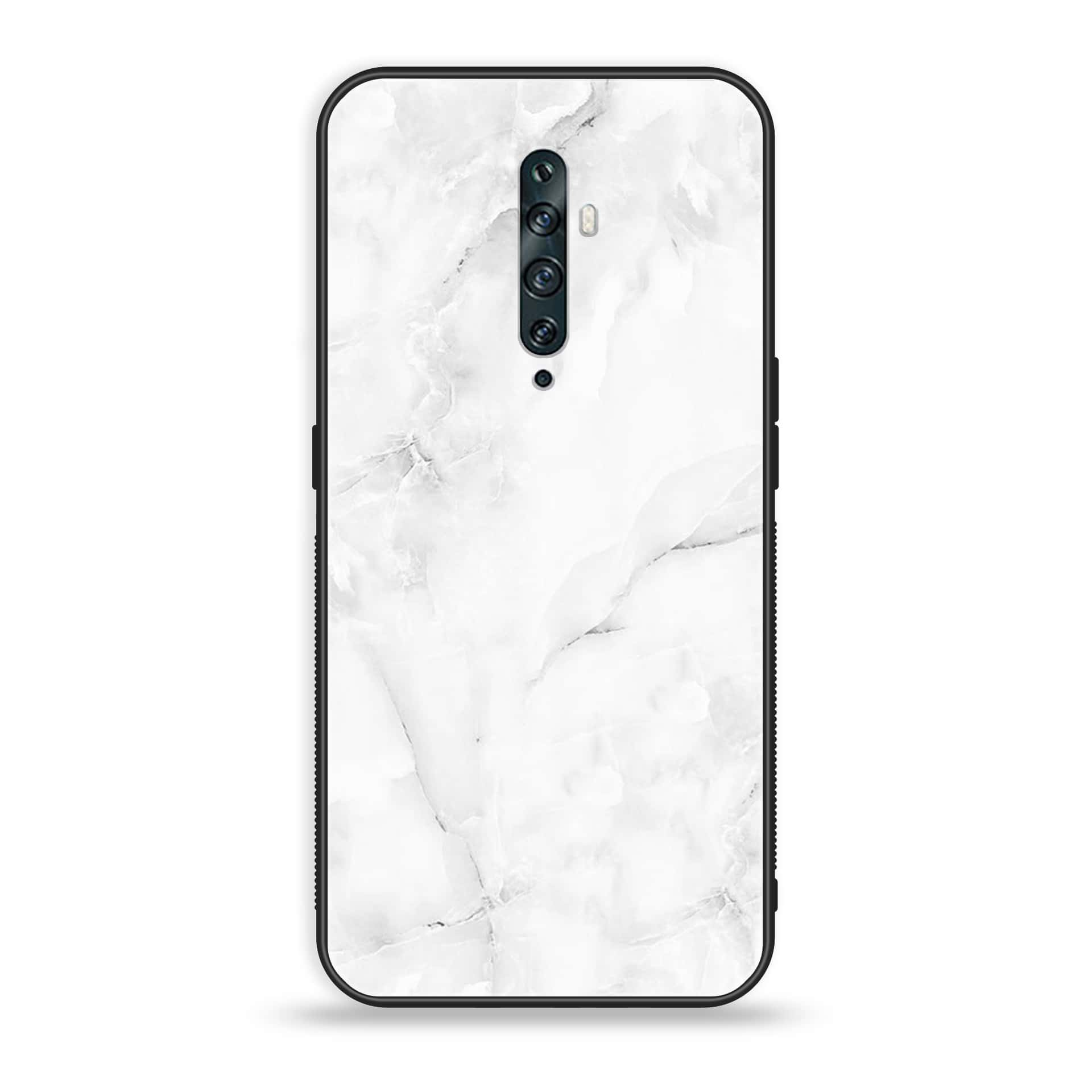 OPPO Reno 2f - White Marble Series - Premium Printed Glass soft Bumper shock Proof Case