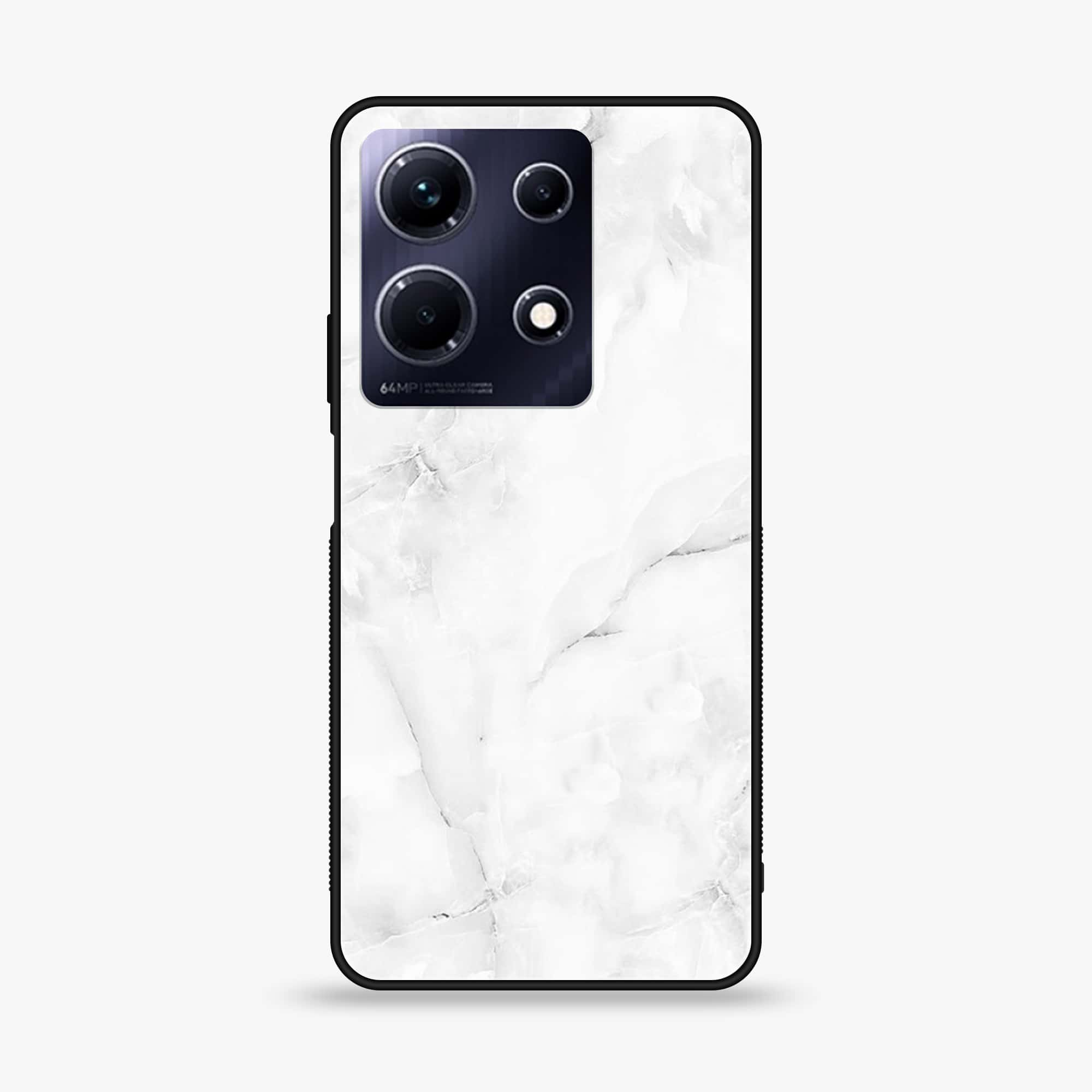 Infinix Note 30 Pro - White Marble Series - Premium Printed Glass soft Bumper shock Proof Case