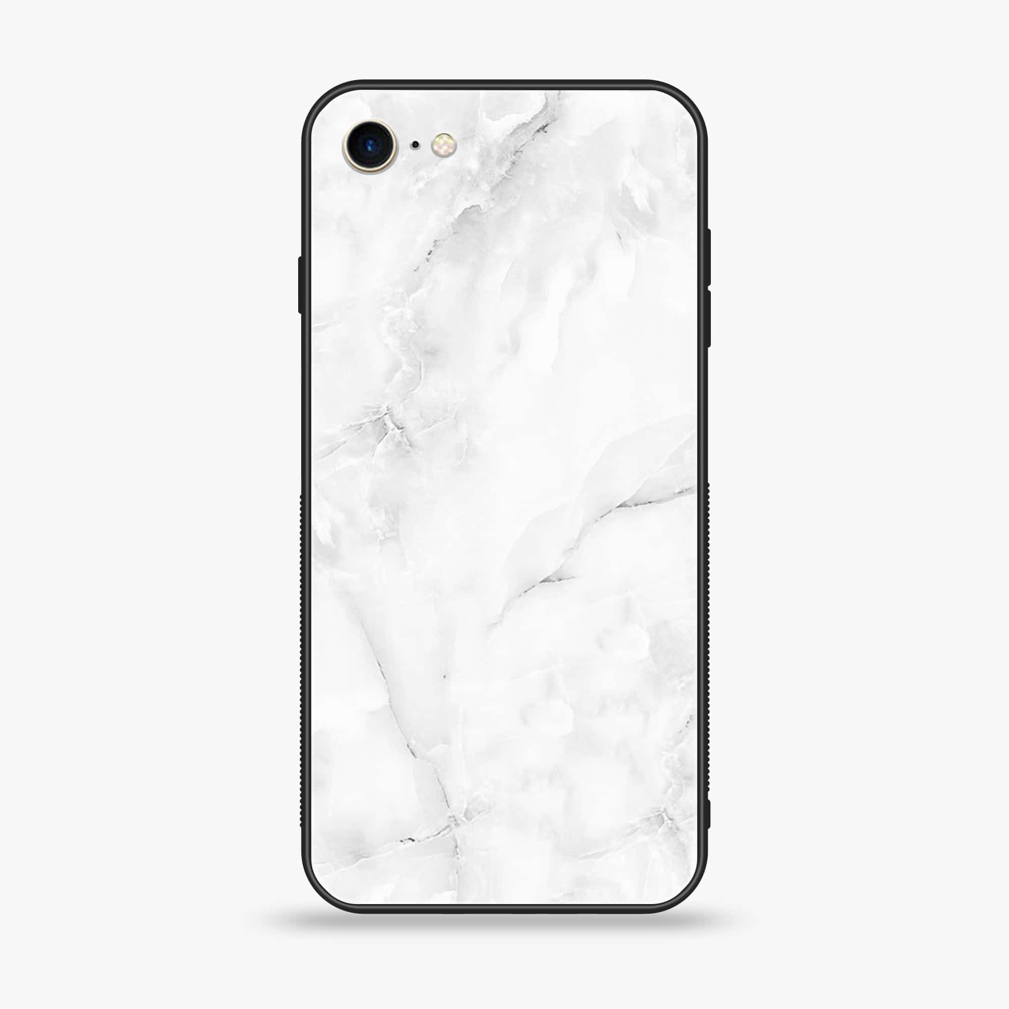 iPhone 8 - White Marble Series - Premium Printed Glass soft Bumper shock Proof Case
