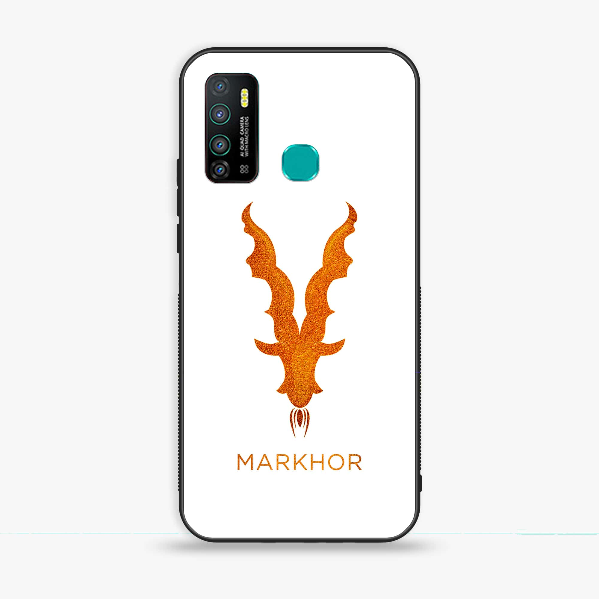 Infinix Hot 9 - Markhor Series - Premium Printed Glass soft Bumper shock Proof Case