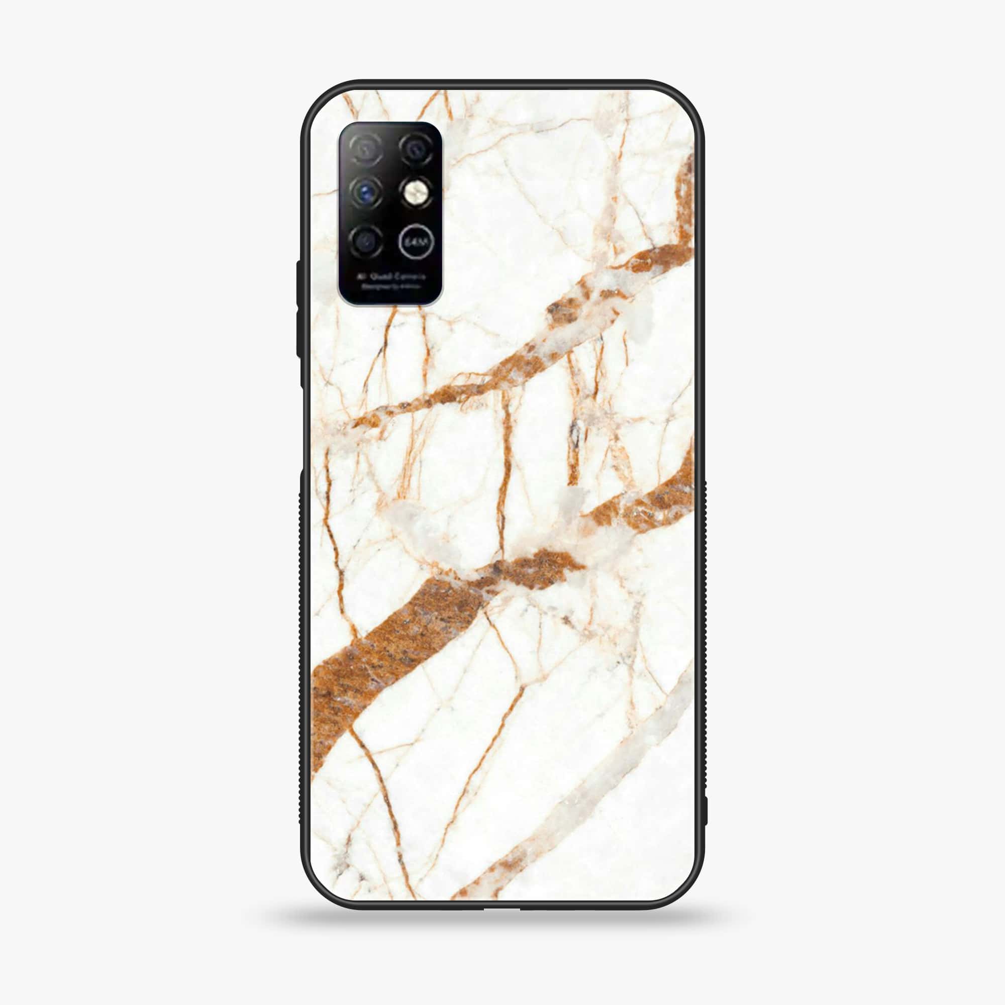 Infinix Note 8 - White Marble Series - Premium Printed Glass soft Bumper shock Proof Case