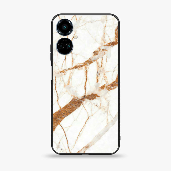 Tecno Camon 19 White Marble series Premium Printed Glass soft Bumper shock Proof Case