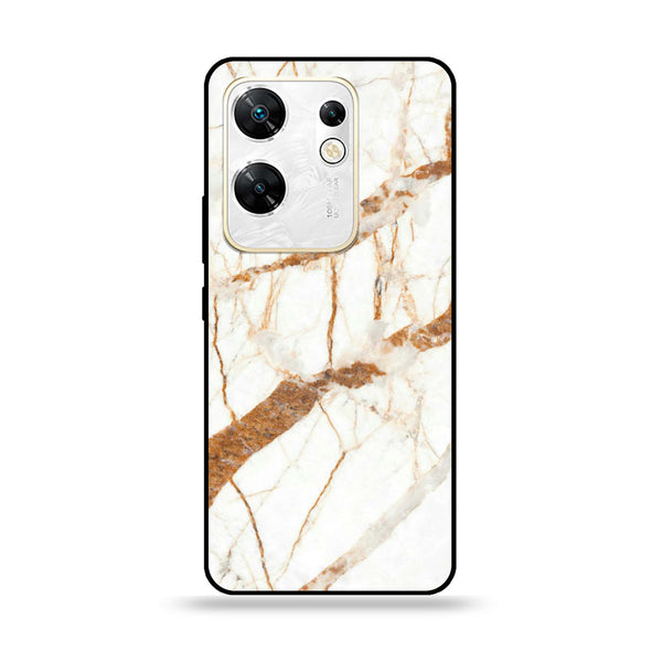 Infinix Zero 30 4G - White Marble Design 4- Premium Printed Glass soft Bumper shock Proof Case CS-7337