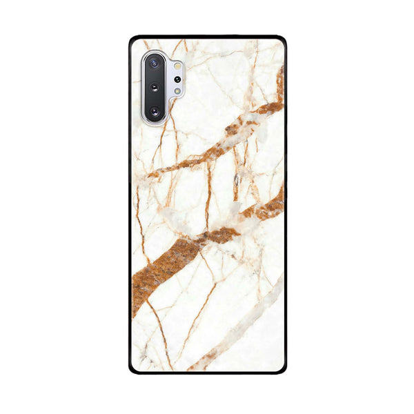 Galaxy Note 10 Pro/Plus - White Marble Design 4  - Premium Printed Glass soft Bumper shock Proof Case  CS-33457