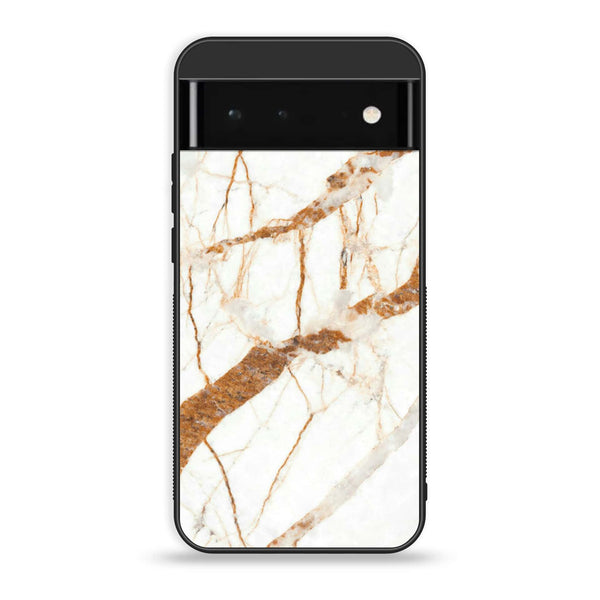 Google Pixel 6 Pro- White Marble Series - Premium Printed Glass soft Bumper shock Proof Case