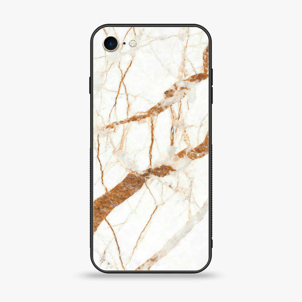 iPhone SE 2022 - White Marble Series - Premium Printed Glass soft Bumper shock Proof Case
