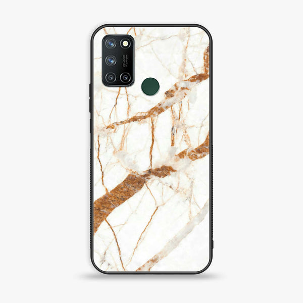 Realme 7i- White Marble Series- Premium Printed Glass soft Bumper shock Proof Case