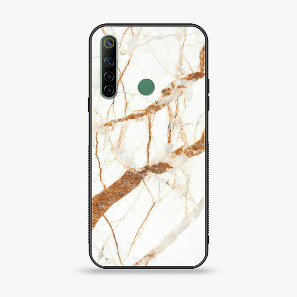 Realme 6i White Marble Series Premium Printed Glass soft Bumper shock Proof Case