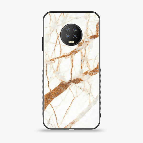 Infinix Note 7 - White Marble Series- Premium Printed Glass soft Bumper shock Proof Case