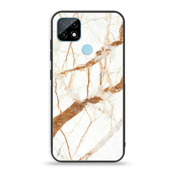 Realme C21 White Marble series Premium Printed Glass soft Bumper shock Proof Case