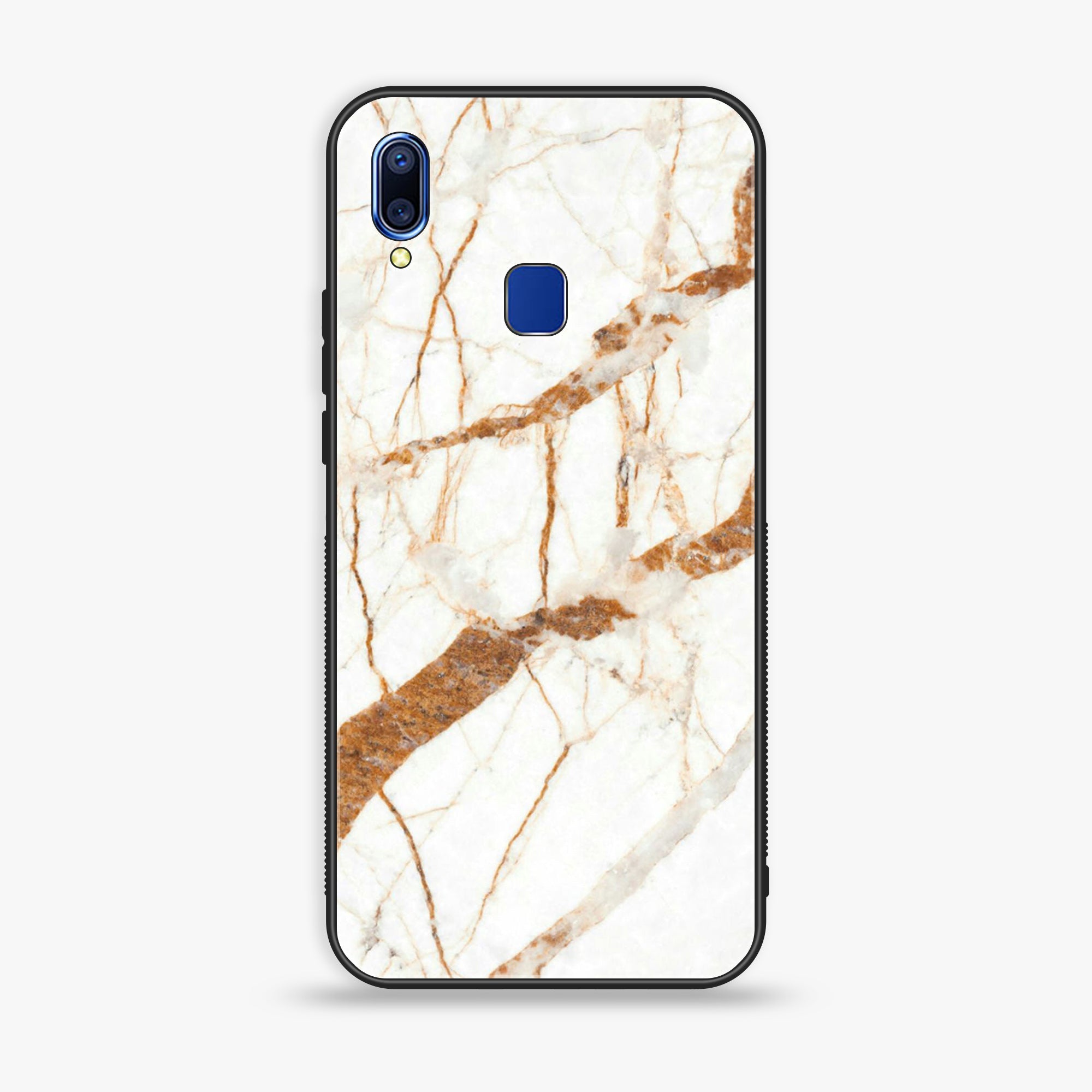 VIVO Y91 - White Marble Series - Premium Printed Glass soft Bumper shock Proof Case