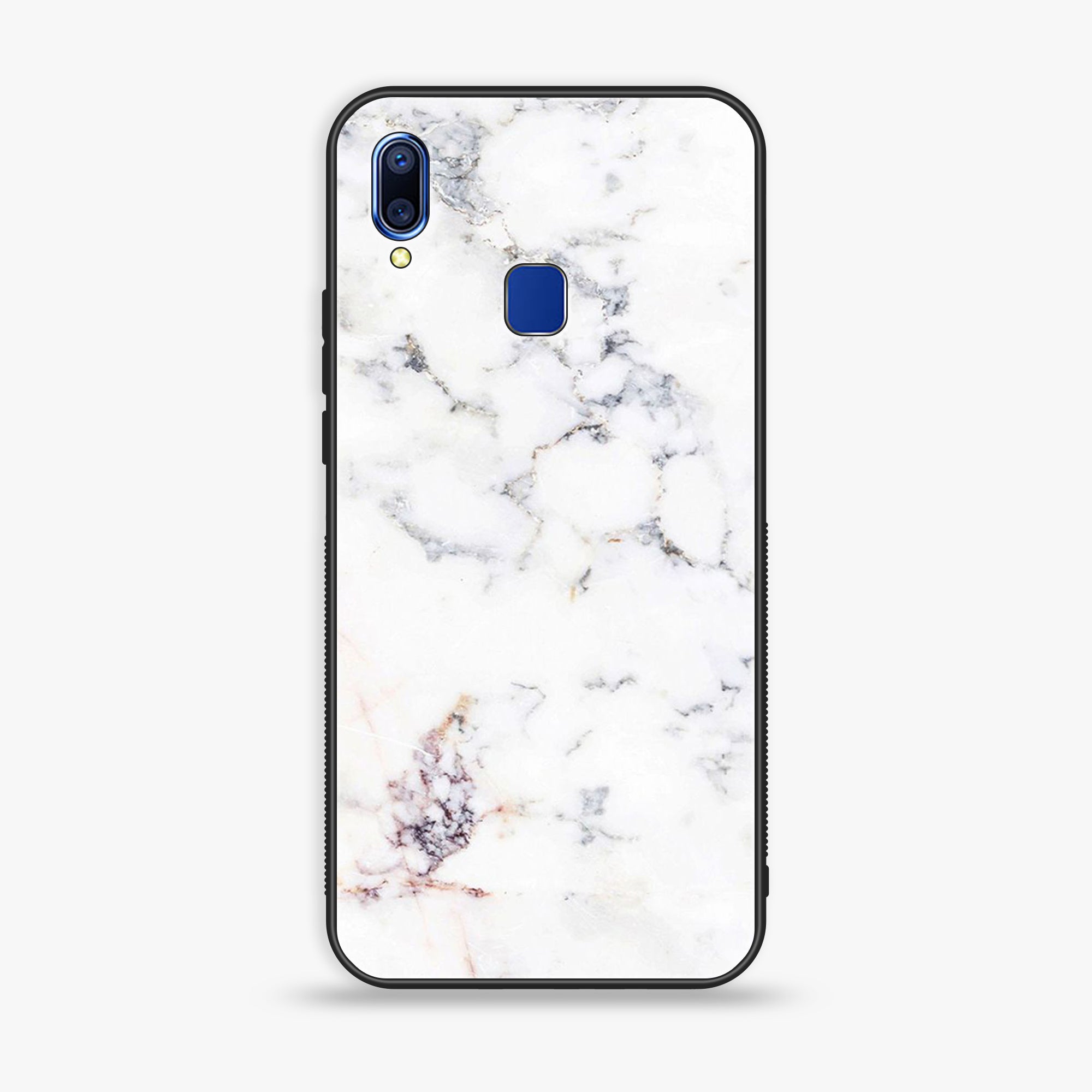 VIVO Y91 - White Marble Series - Premium Printed Glass soft Bumper shock Proof Case