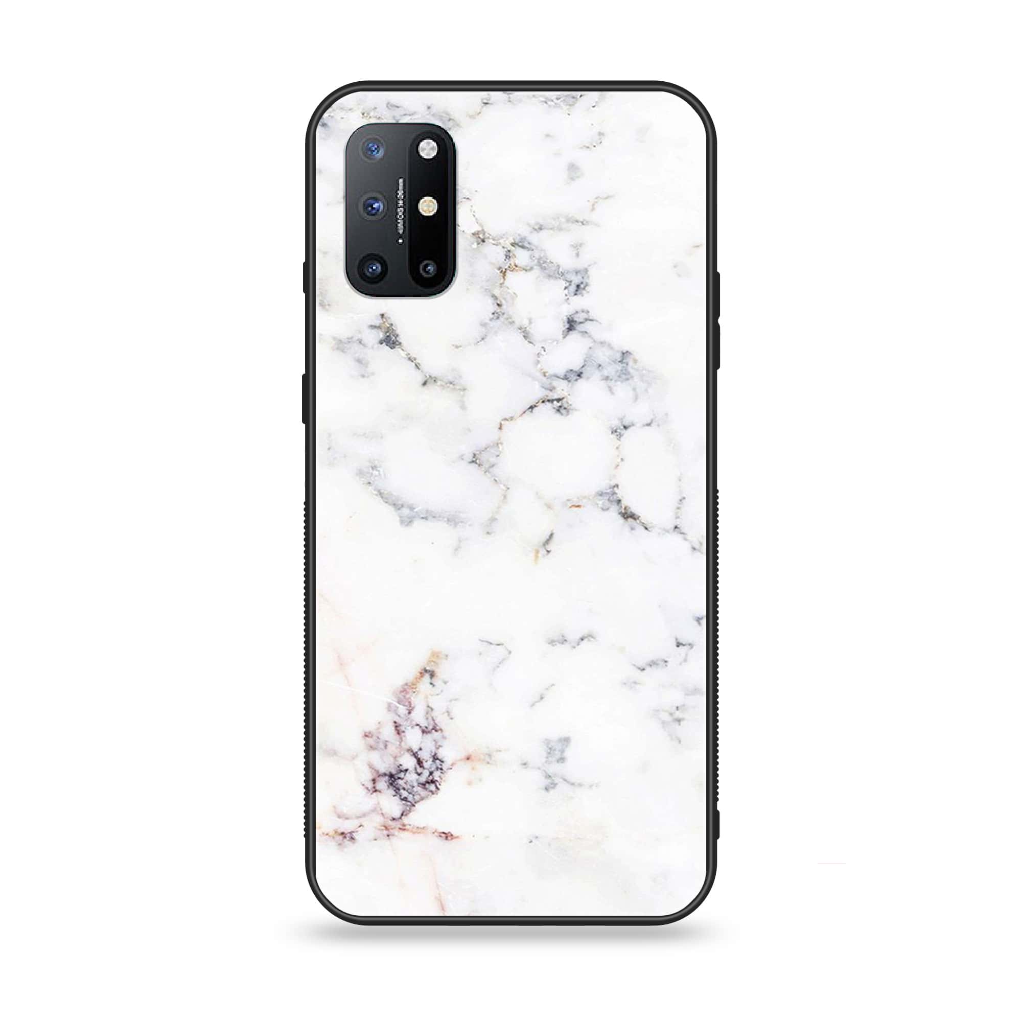 OnePlus 8T - White Marble Series - Premium Printed Glass soft Bumper shock Proof Case